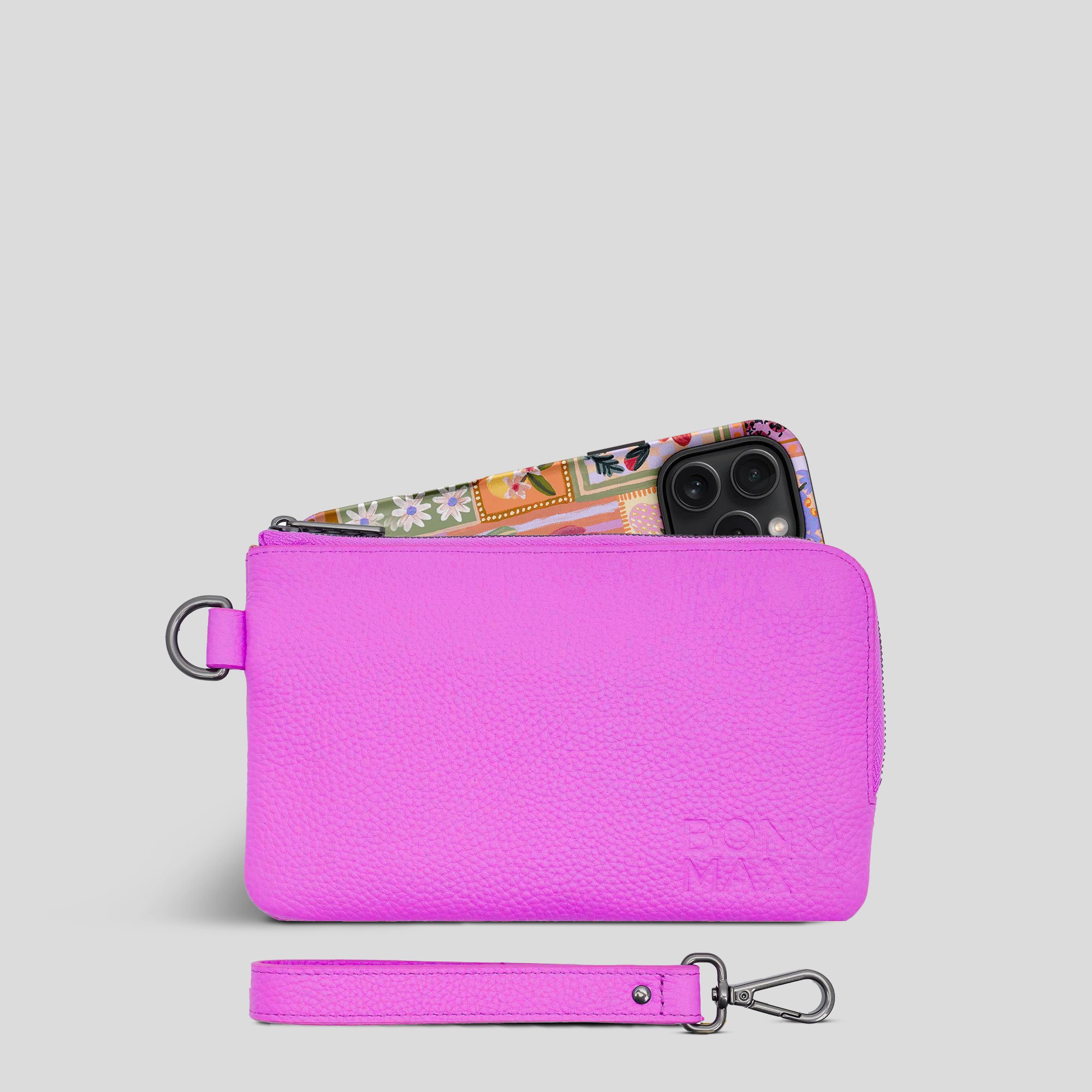 Premium Genuine Leather Phone Wallet Pouch with RFID Protection - Fuchsia Pink for Women | Slim Card Holder & Phone Case Combo | Perfect for Everyday Use, Travel, and Gift Giving