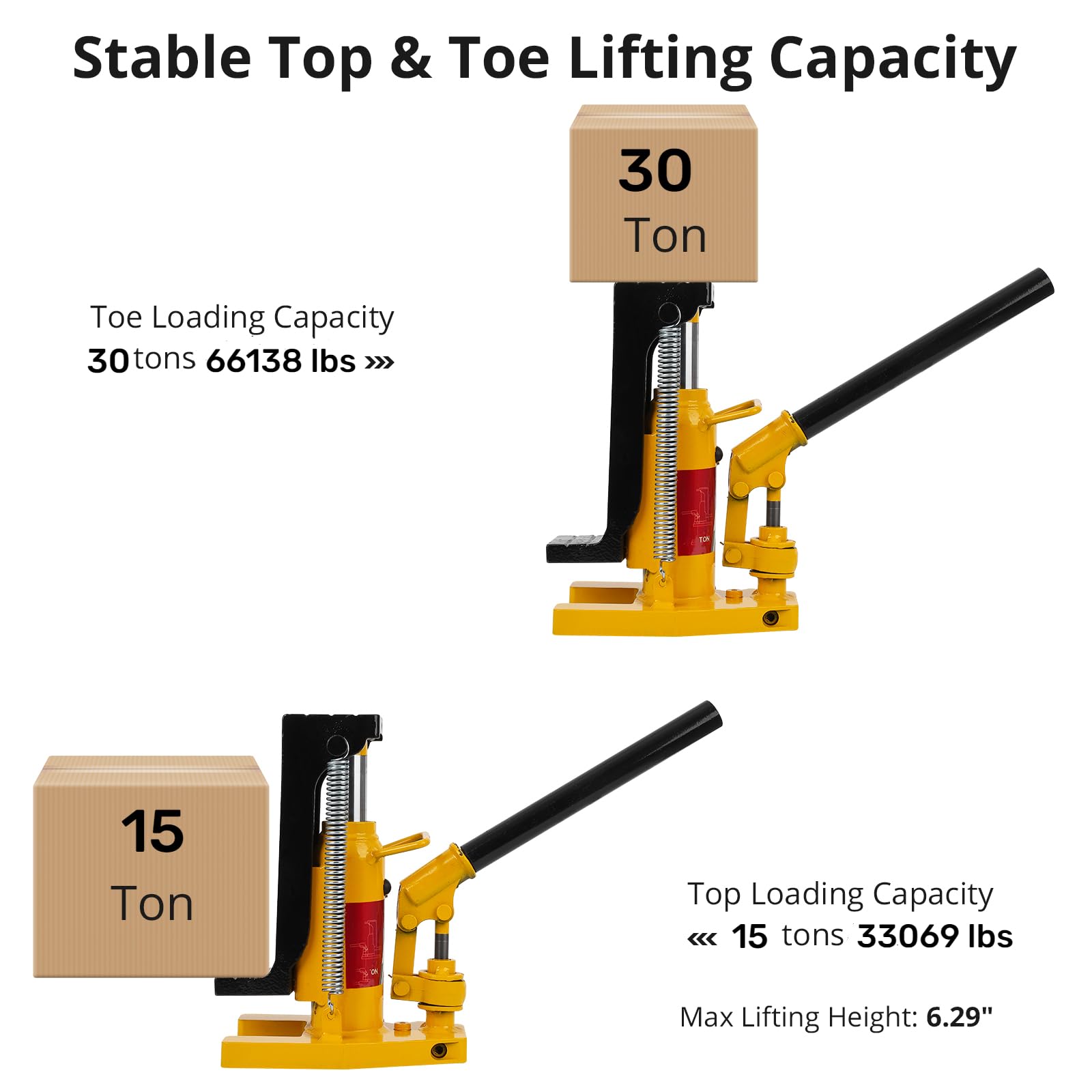 GARVEE 30 Ton Hydraulic Toe Jack - Heavy Duty Floor Lift with Manual Hand Pump for Automotive, Industrial, and Construction Use