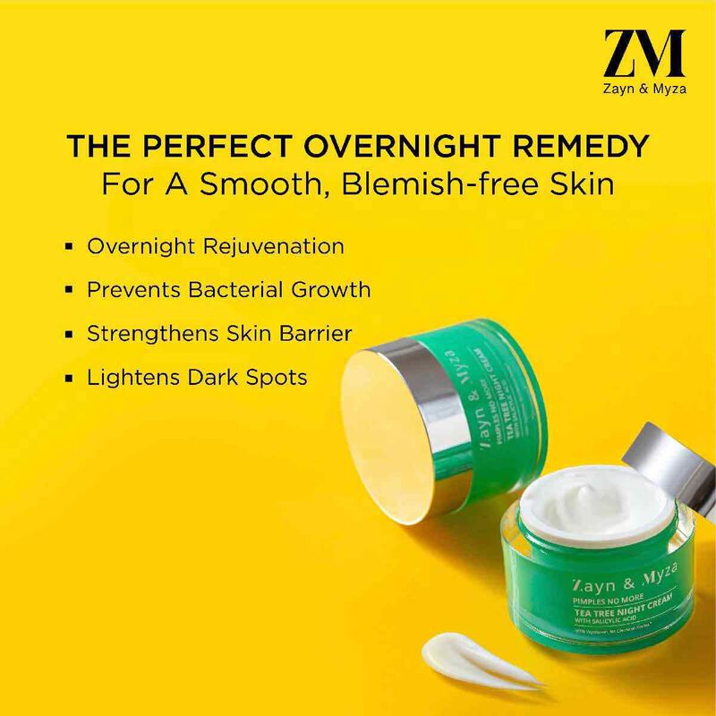 ZM Zayn & Myza Night Cream with Tea Tree & Salicylic Acid (50ml) - Acne Treatment, Oil Control & Skin Repair for Oily & Problem Skin - Perfect for Nighttime Skincare Routine