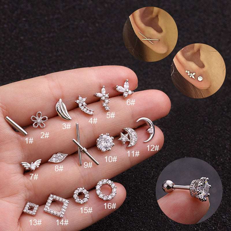 16G Cartilage Butterfly Helix Conch Stud Earrings - Stainless Steel Body Jewelry for Women | HSPJ1919 | Perfect for Piercing, Daily Wear & Special Occasions