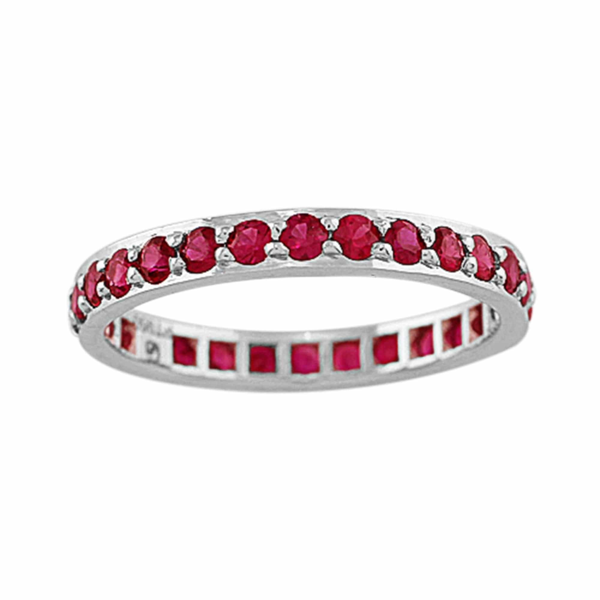 18k White Gold Gumuchian Ruby Eternity Band for Women - Elegant Wedding Ring, Anniversary Gift & Special Occasion Jewelry - Perfect for Bridal, Engagement & Romantic Moments
