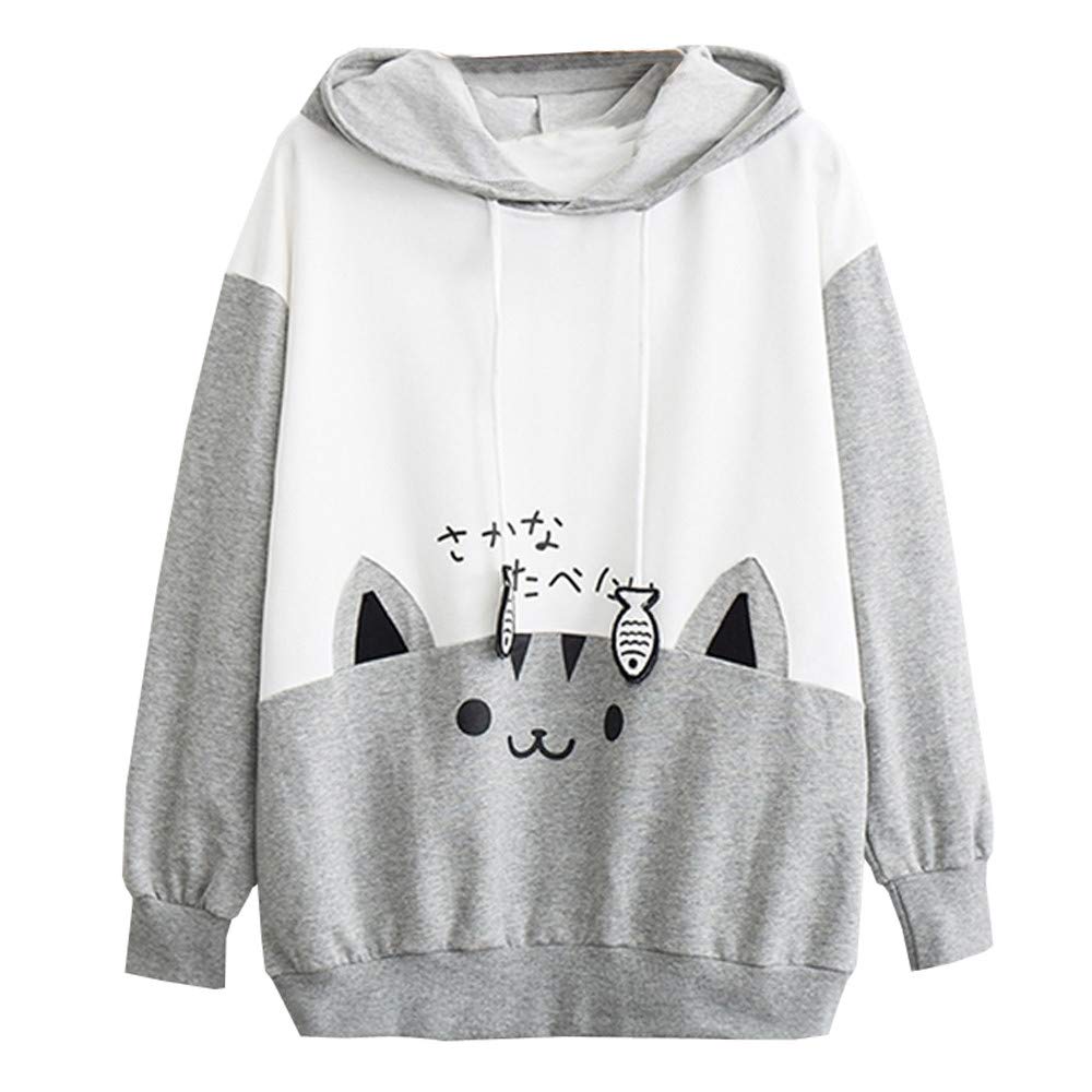 Willisos Women's Oversized Graphic Cat Print Pullover Sweatshirt - Long Sleeve Crewneck Casual Loose Fit Top for Lounge, Streetwear & Everyday Comfort