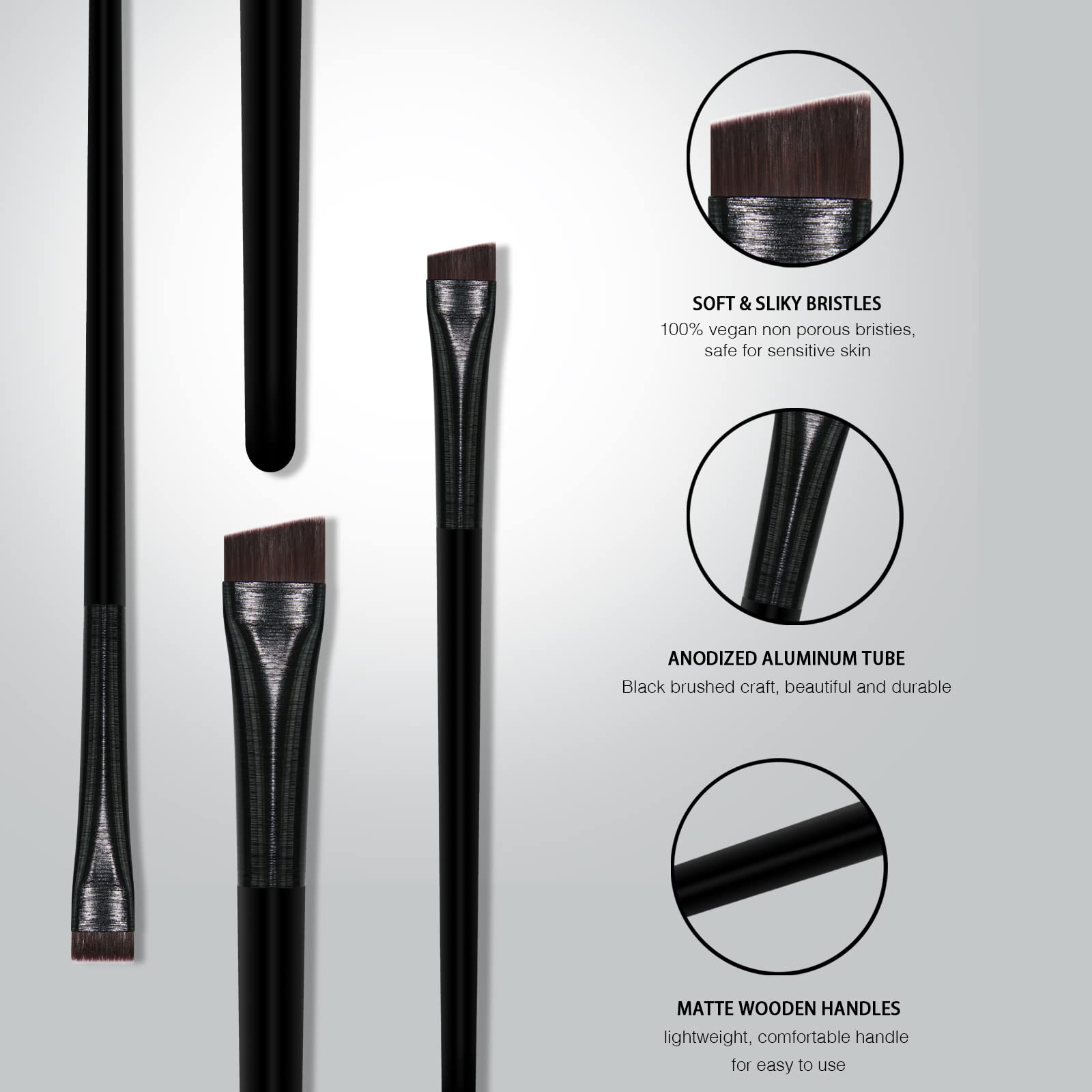 Professional Eyebrow Brush Set - Ultra Thin Angled & Flat Tinting Brushes for Eyeliner, Brow Gel & Precision Makeup | Soft Synthetic Hairs for Salon & Home Use