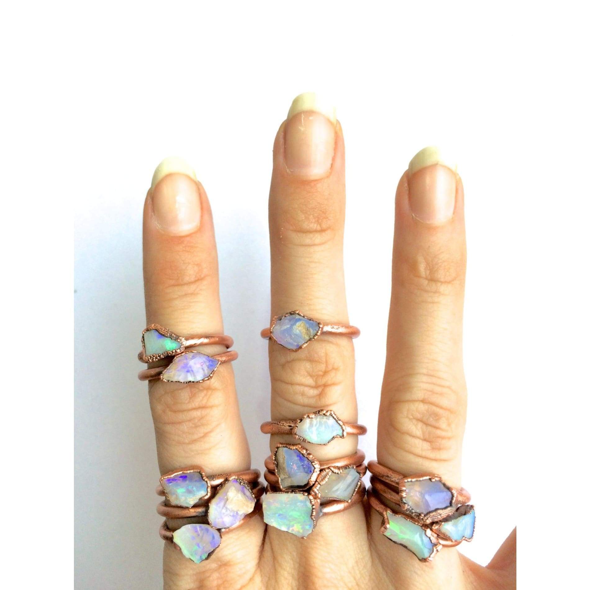 Natural Raw Opal Ring for Women - Genuine Opal Jewelry for Everyday Wear & Special Occasions
