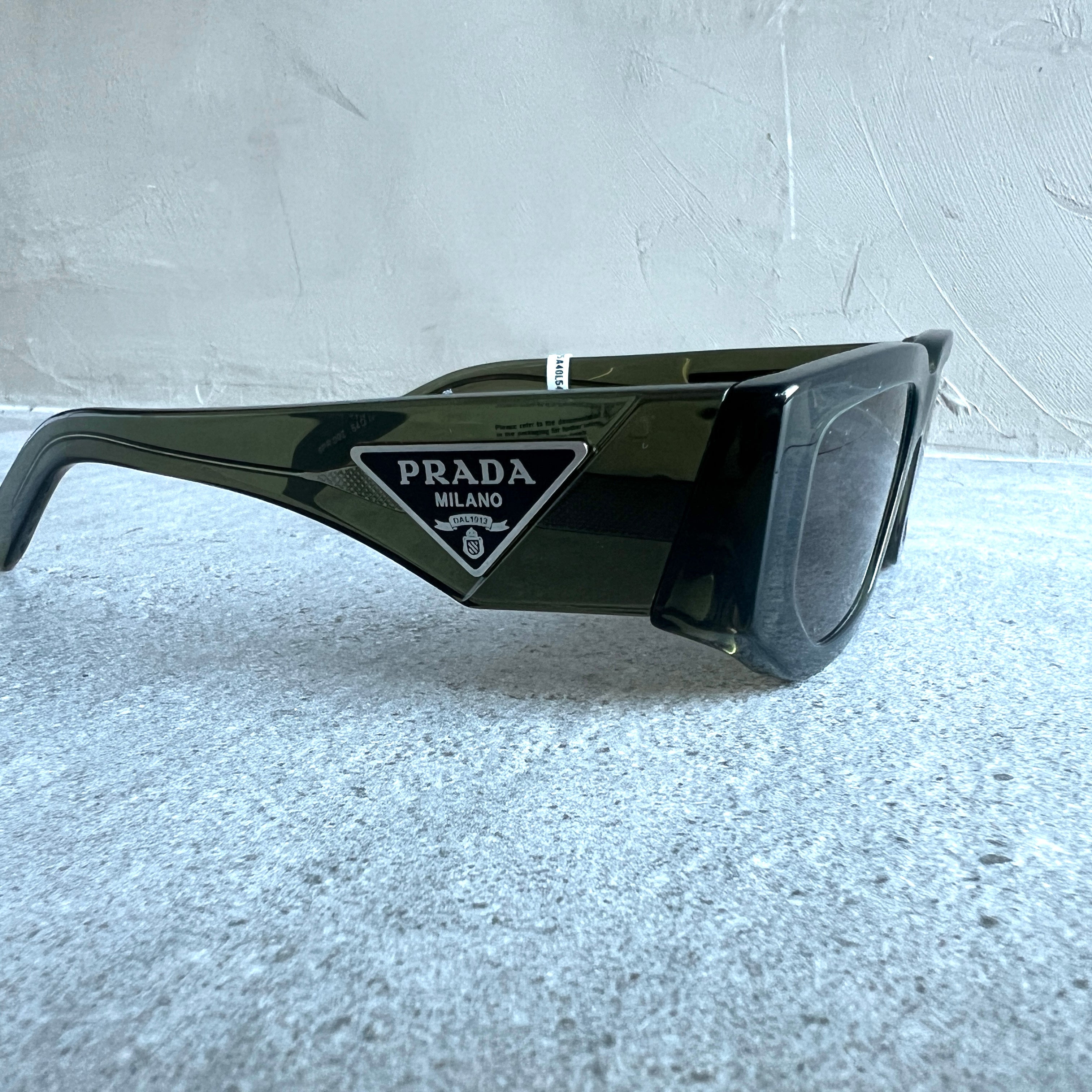 PRADA PR09ZS Triangle Rectangle Sunglasses for Women & Men - Translucent Green Lens UV Protection - Fashion Sunglasses for Beach, Driving & Outdoor Activities