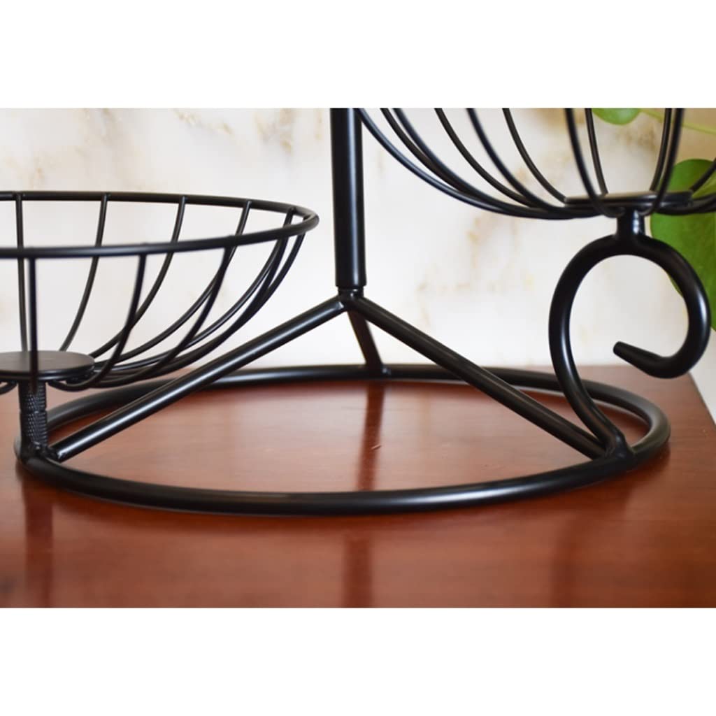 3-Tier Metal Wire Fruit Basket Stand - White Organizer for Fruits, Vegetables, Bread & Snacks - Perfect for Kitchen Counter, Dining Table & Pantry Storage