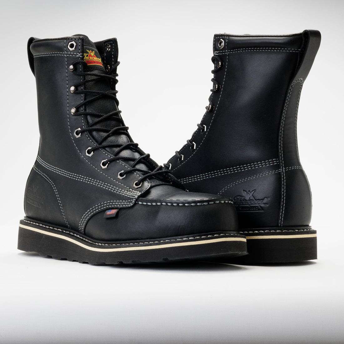 Midnight Series 8 Steel Toe Moc Toe Work Boots for Men - Black Safety Shoes for Construction, Warehouse & Outdoor Work