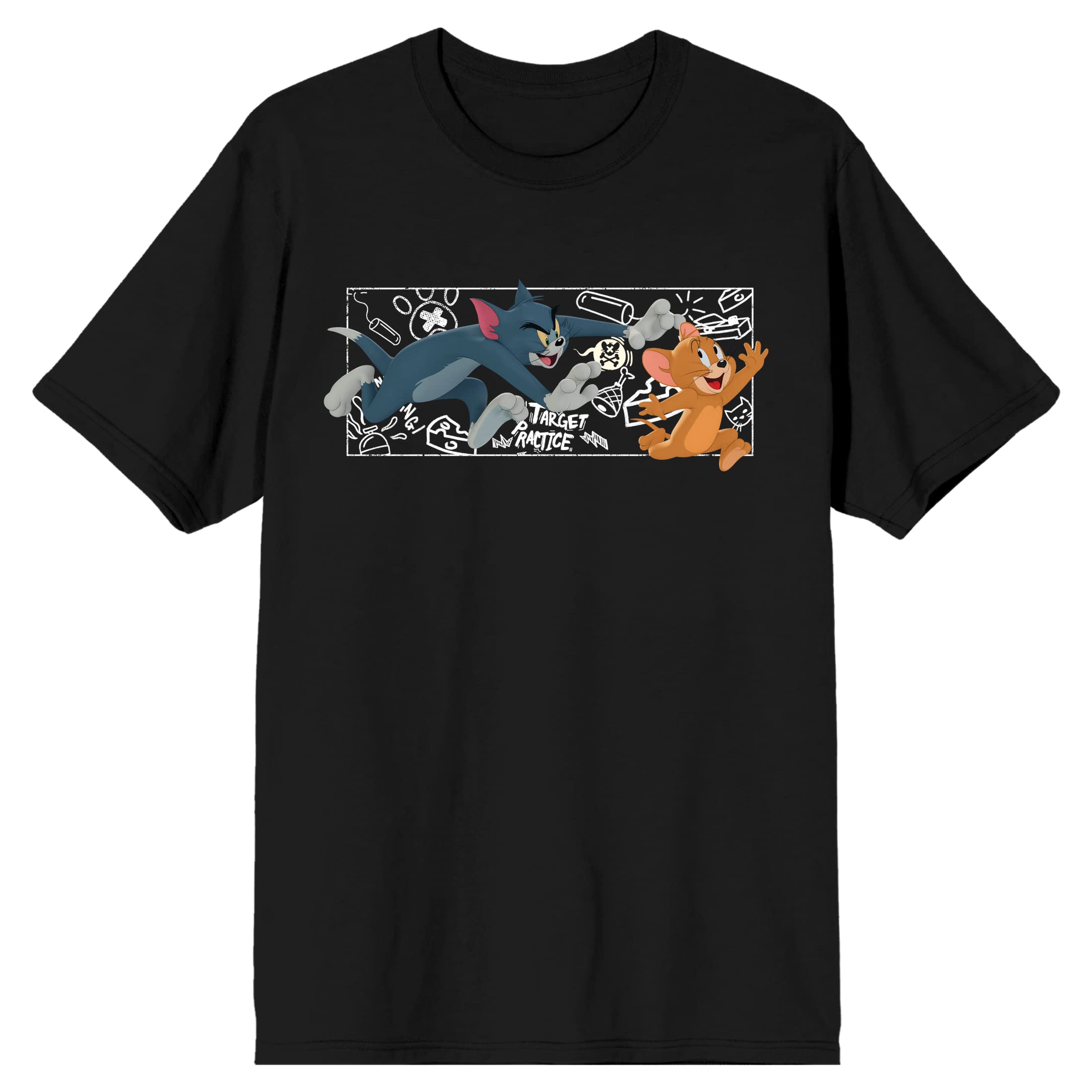 Tom & Jerry Chalk Art Men's Black T-Shirt - Vintage Cartoon Graphic Tee for Casual Wear & Fan Gifts