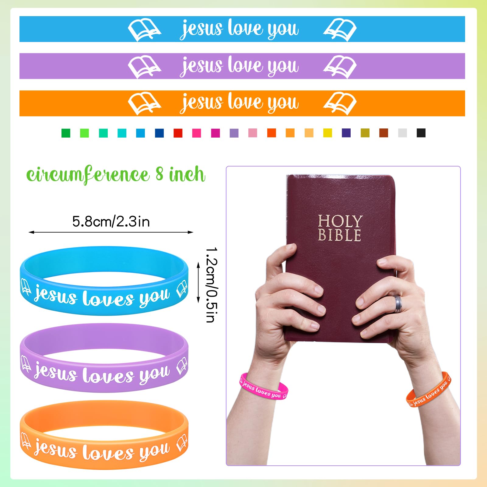 Jerify 200pcs Jesus Loves You Silicone Bracelets - Religious Wristbands for Church Events & Gifts
