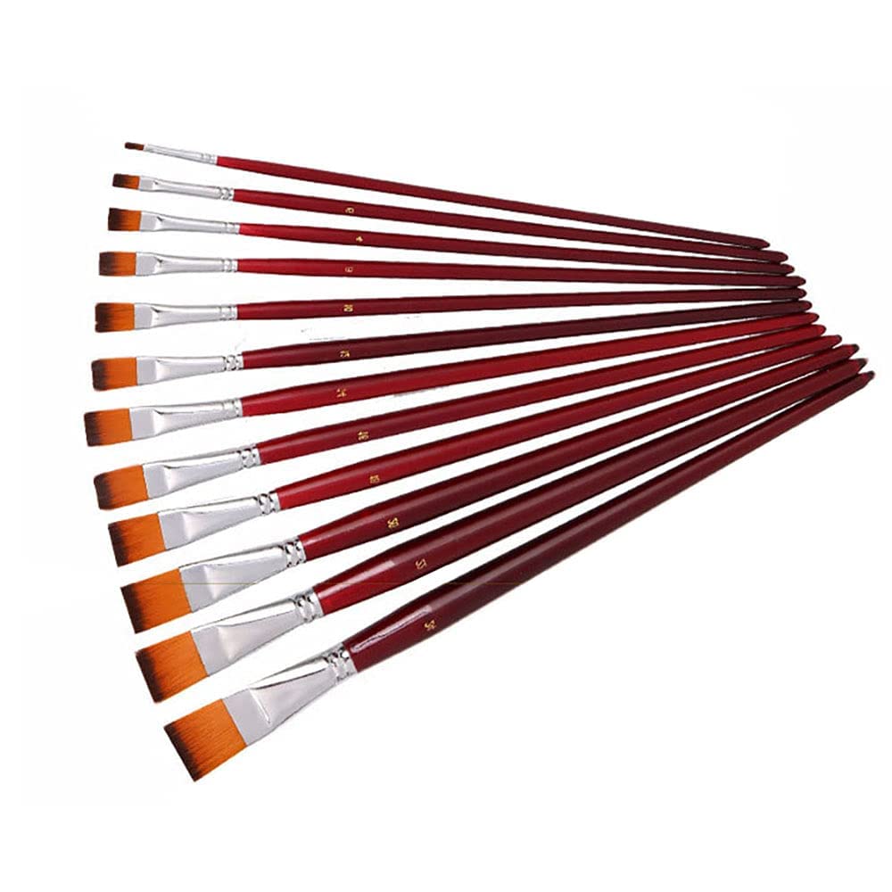 2-Color Nylon Hair Art Brushes - 12pc Set for Watercolor Painting & School Supplies