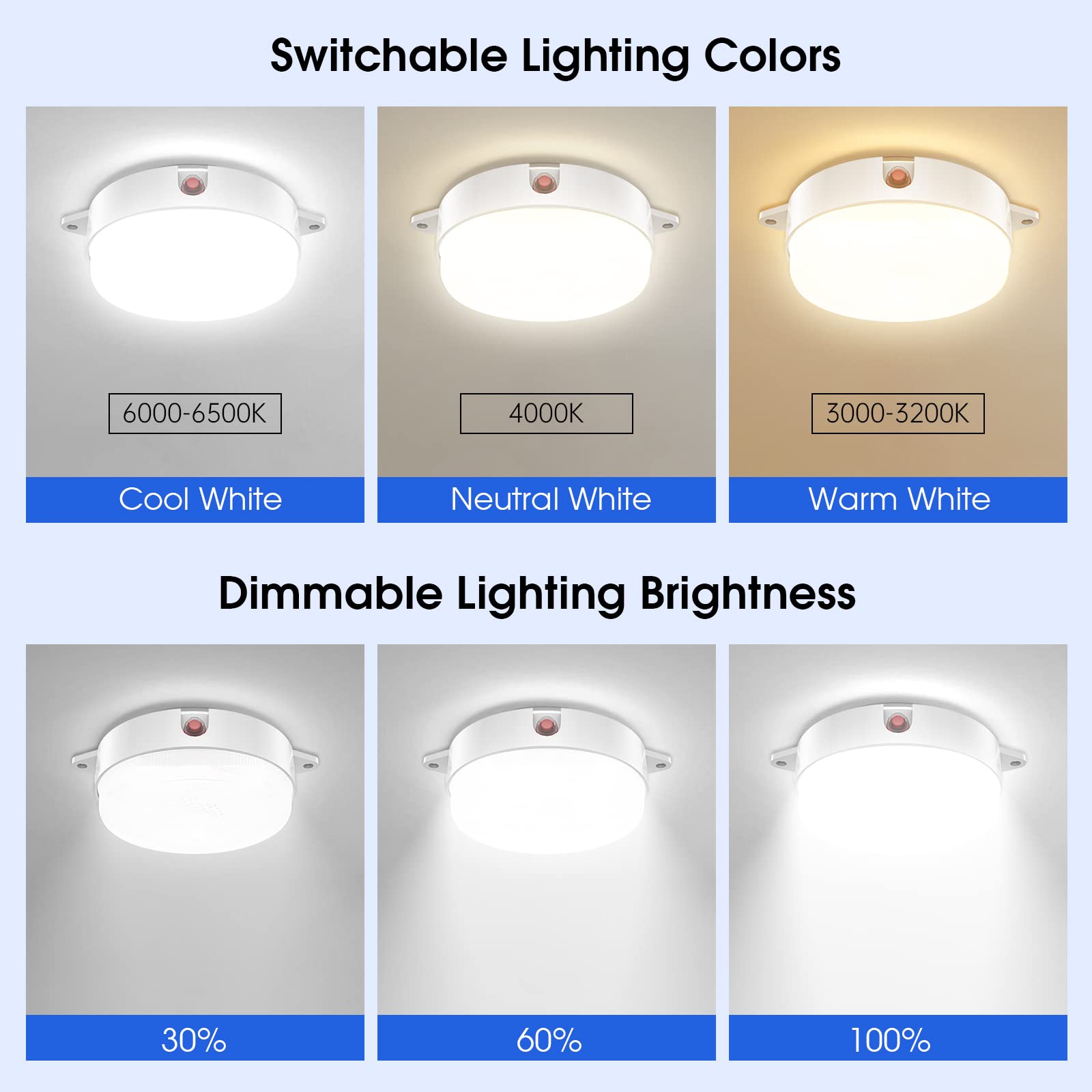 Solar Ceiling Light with Motion Sensor - Dimmable 6000K/4000K/3200K, 5 Lighting Modes, Daytime Operation - Waterproof Indoor/Outdoor Solar Lights with Remote Control for Home, Barn, Shop, Porch, Garage and Garden Lighting