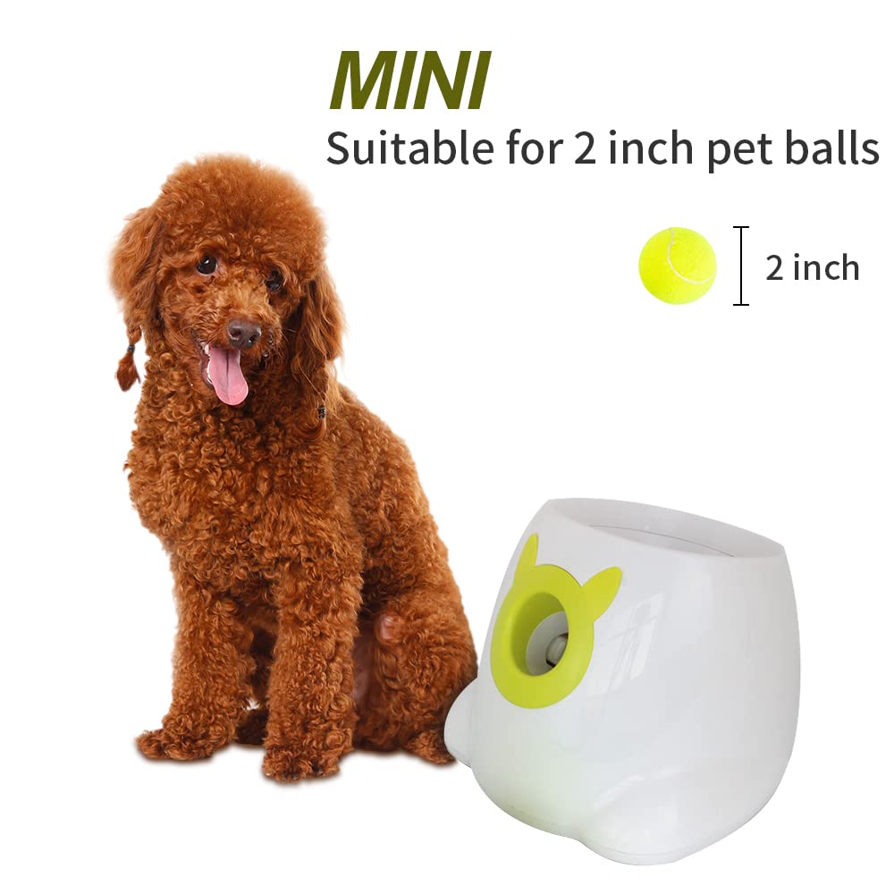 BESTHLS Automatic Dog Ball Launcher - Interactive Tennis Ball Thrower Machine for Small & Medium Dogs (10-30ft Fetching Distance, Remote Control, White) | Perfect for Backyard Play, Dog Training & Exercise