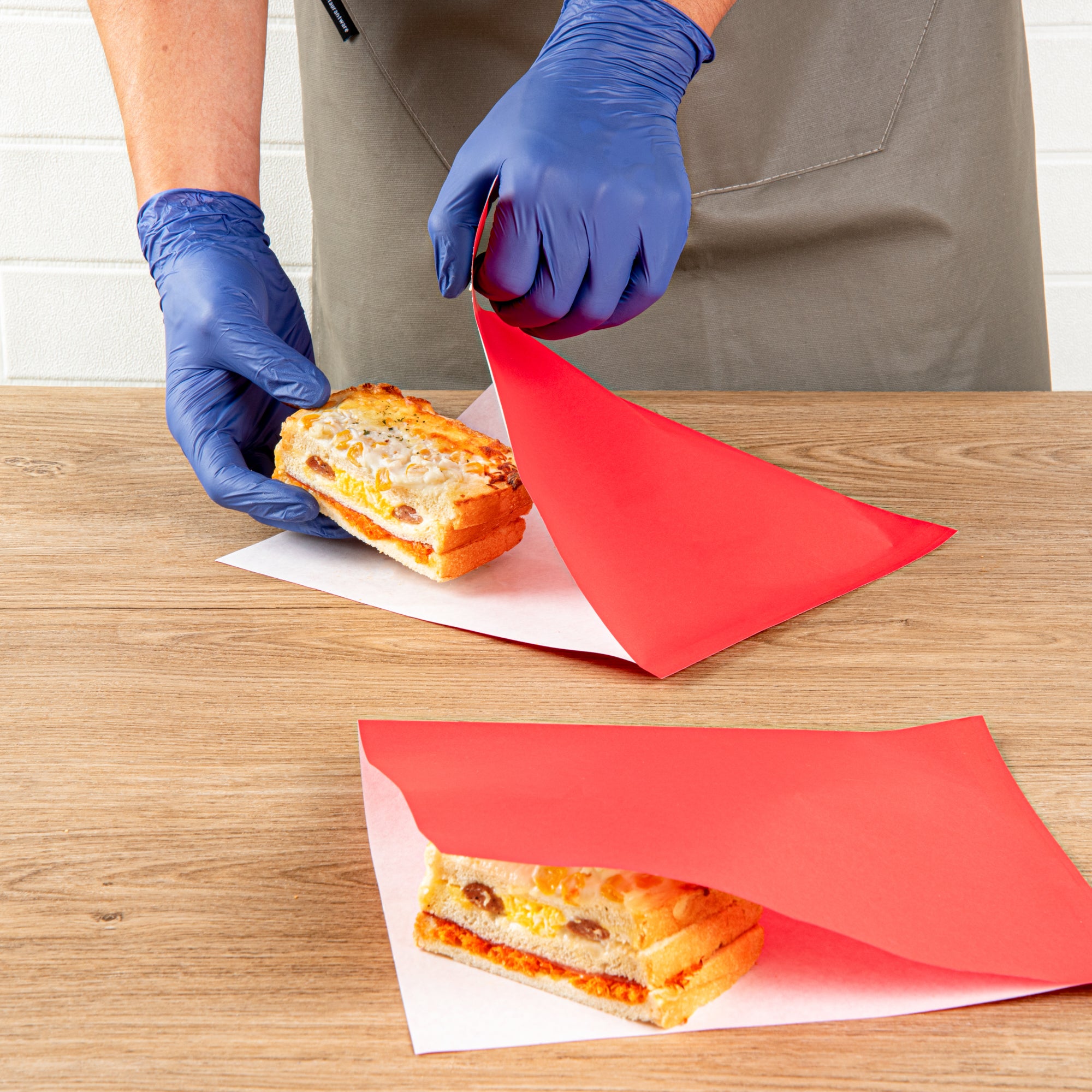 Premium Red Greaseproof Paper Bags - Large Double Open Design (10