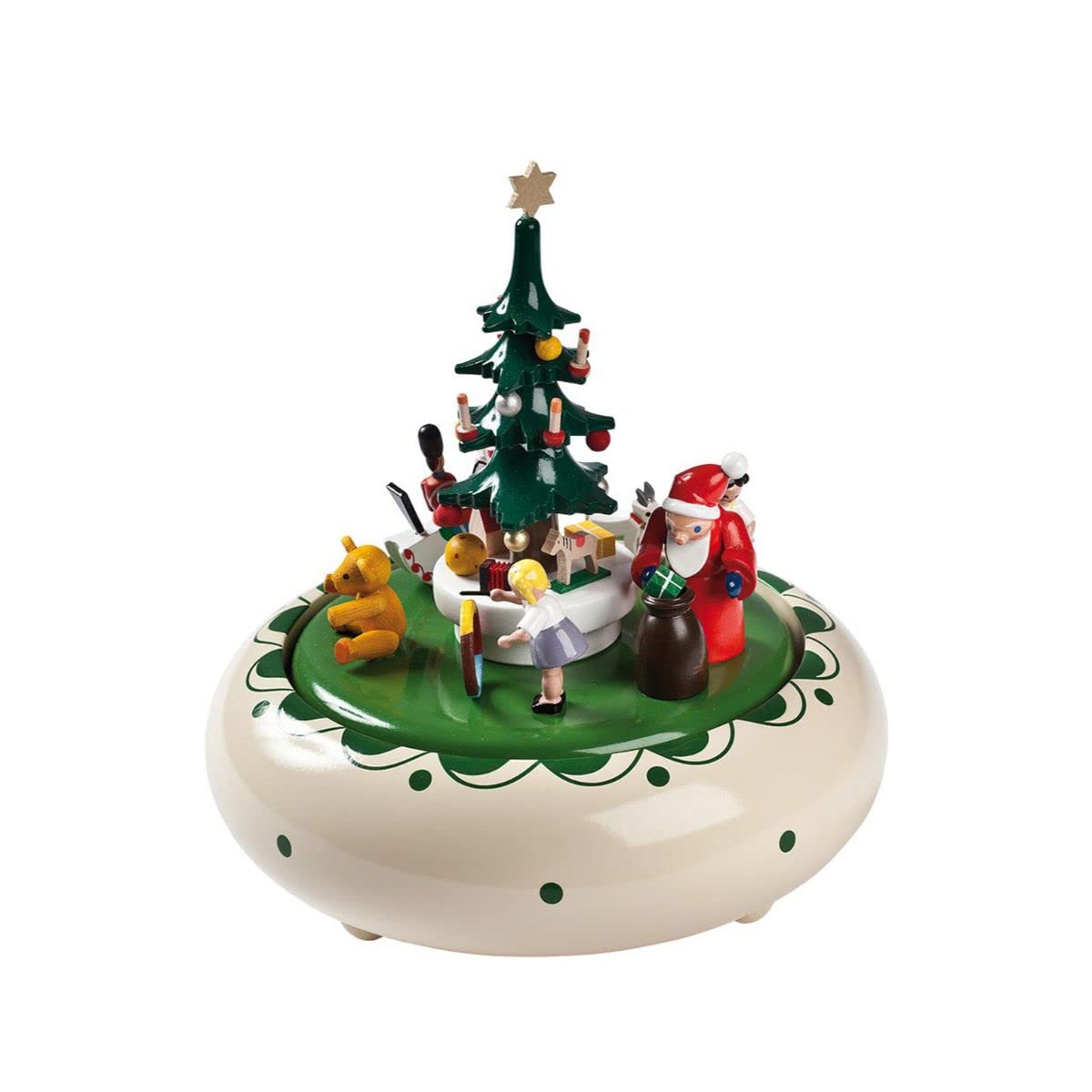 8308 Richard GLAESSER Musical Jewelry Box - Handcrafted Wooden Music Box with Santa Claus Design, Green - Perfect Gift for Christmas, Birthday & Home Decor