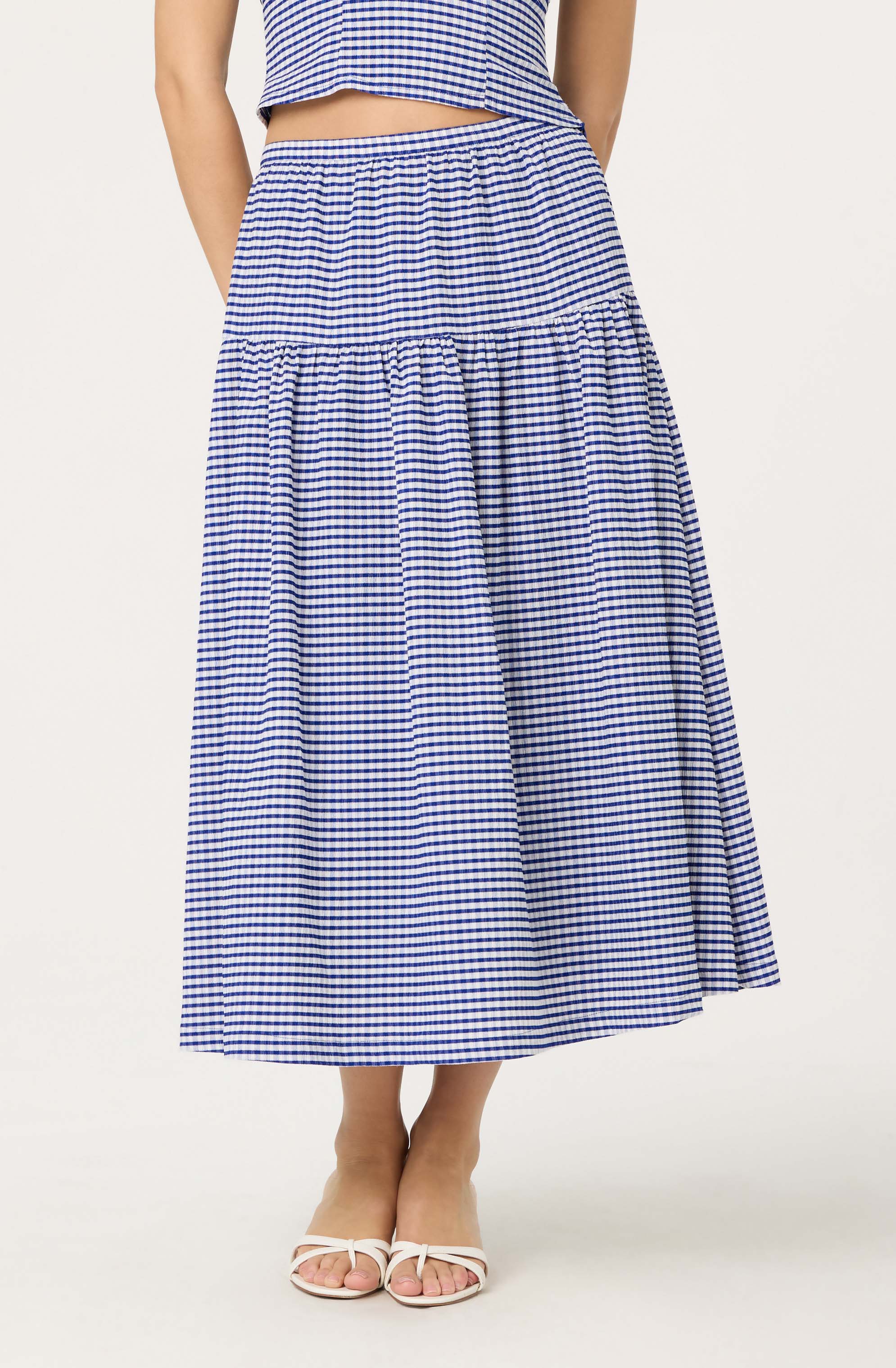 Drop Waist Gingham Midi Skirt for Women - Vintage Plaid A-Line Skirt with Pockets - Perfect for Spring Summer Outfits, Picnics & Date Nights