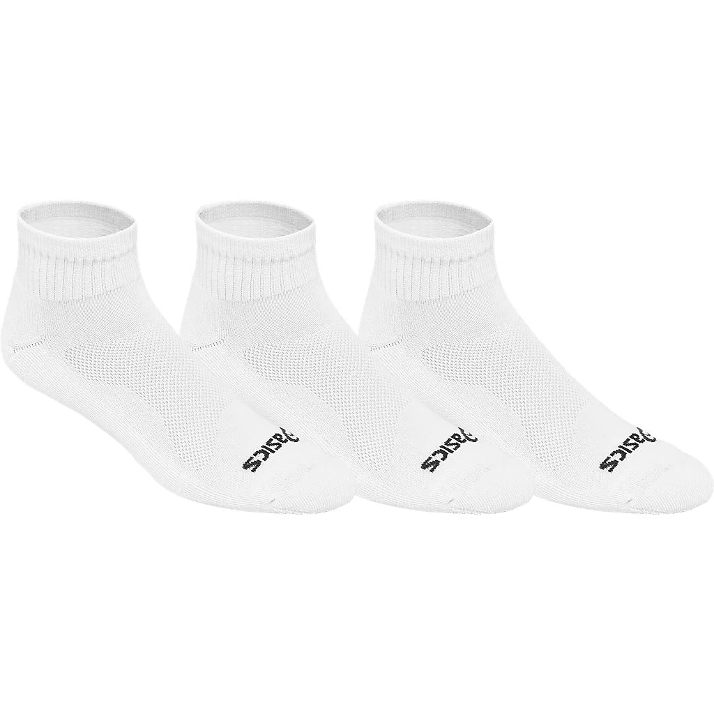 ASICS Men's Cushioned Quarter-Cut Athletic Socks 3-Pack - White for Running, Gym & Everyday Comfort