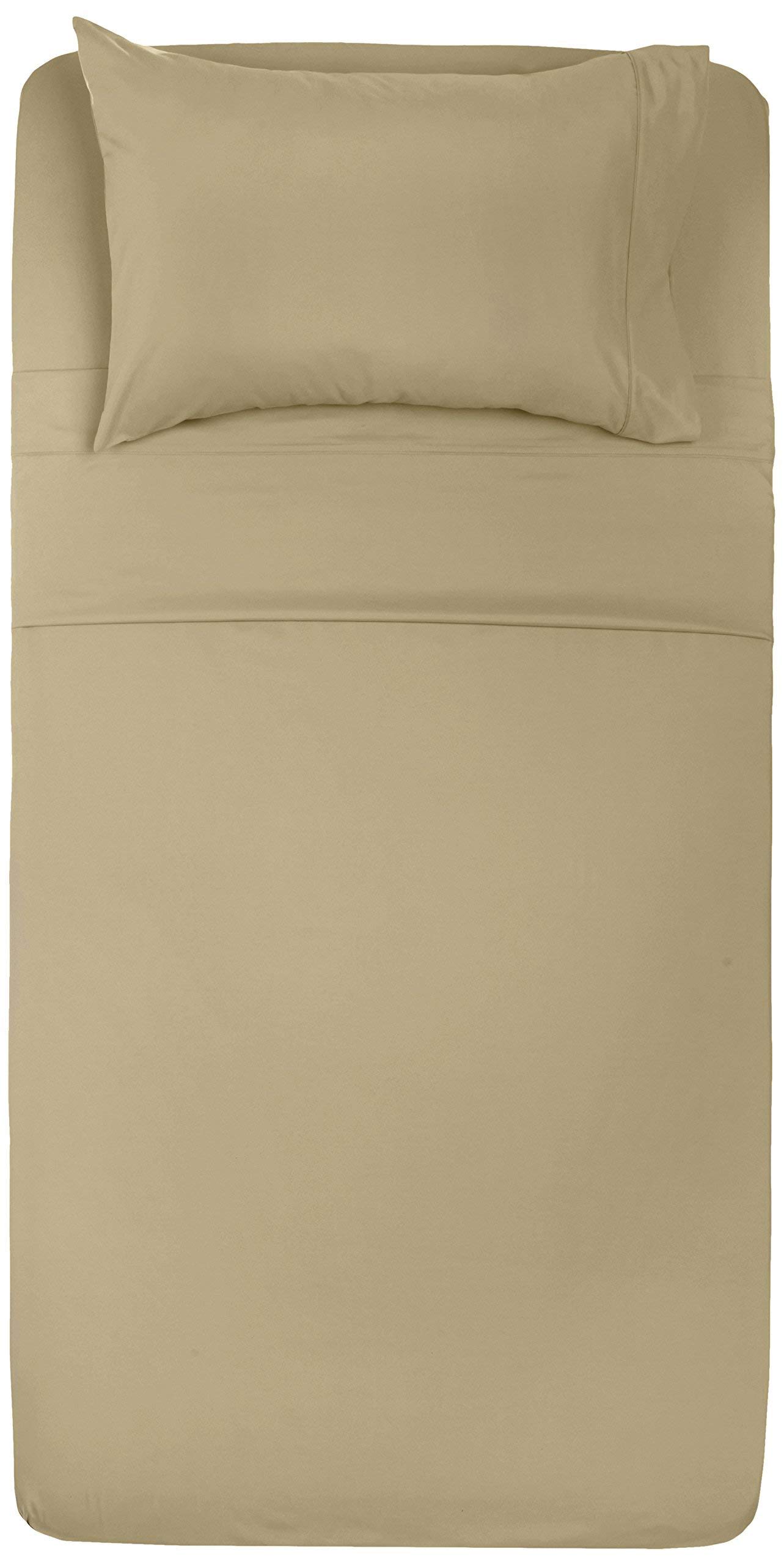 4 Piece Twin XL Bed Sheet Set - 600 Thread Count 100% Long Staple Cotton, Olive Green - Ultra Soft Single Ply Yarns, Deep Pocket Fits Mattress Up to 15
