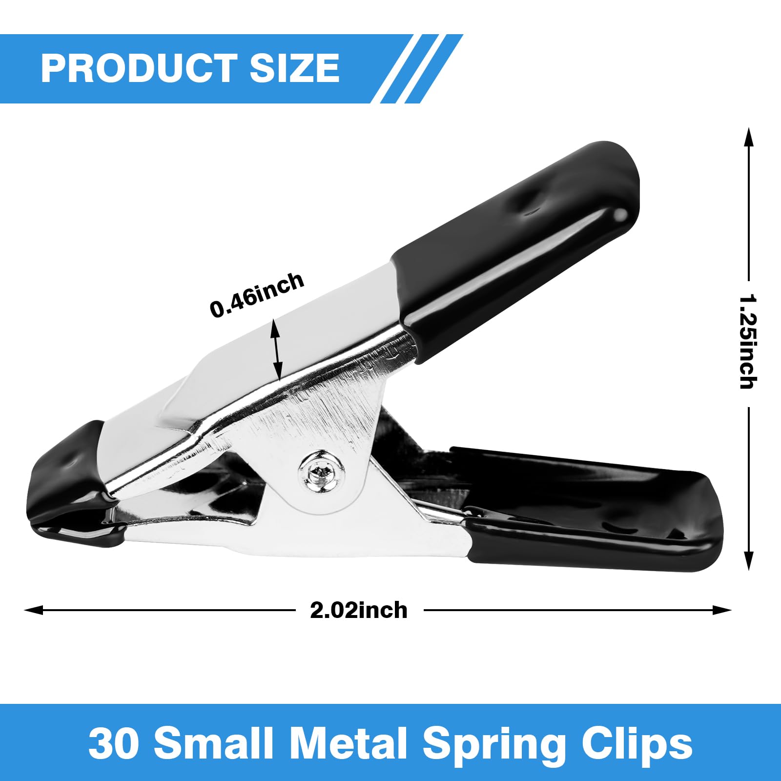 30 Pcs Heavy Duty 2 Inch Small Spring Clamps - Metal Mini Clips for Crafts, Woodworking, Photography, Backdrop & Greenhouse (3/4 Inch Opening) - Perfect for DIY Projects, Home Organization & Garden Maintenance