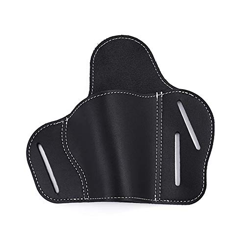 HWZ Universal Leather Handgun Holster - 3 Slot Pancake Style Belt Holster for Concealed Carry | Perfect for Police, Security & Outdoor Activities