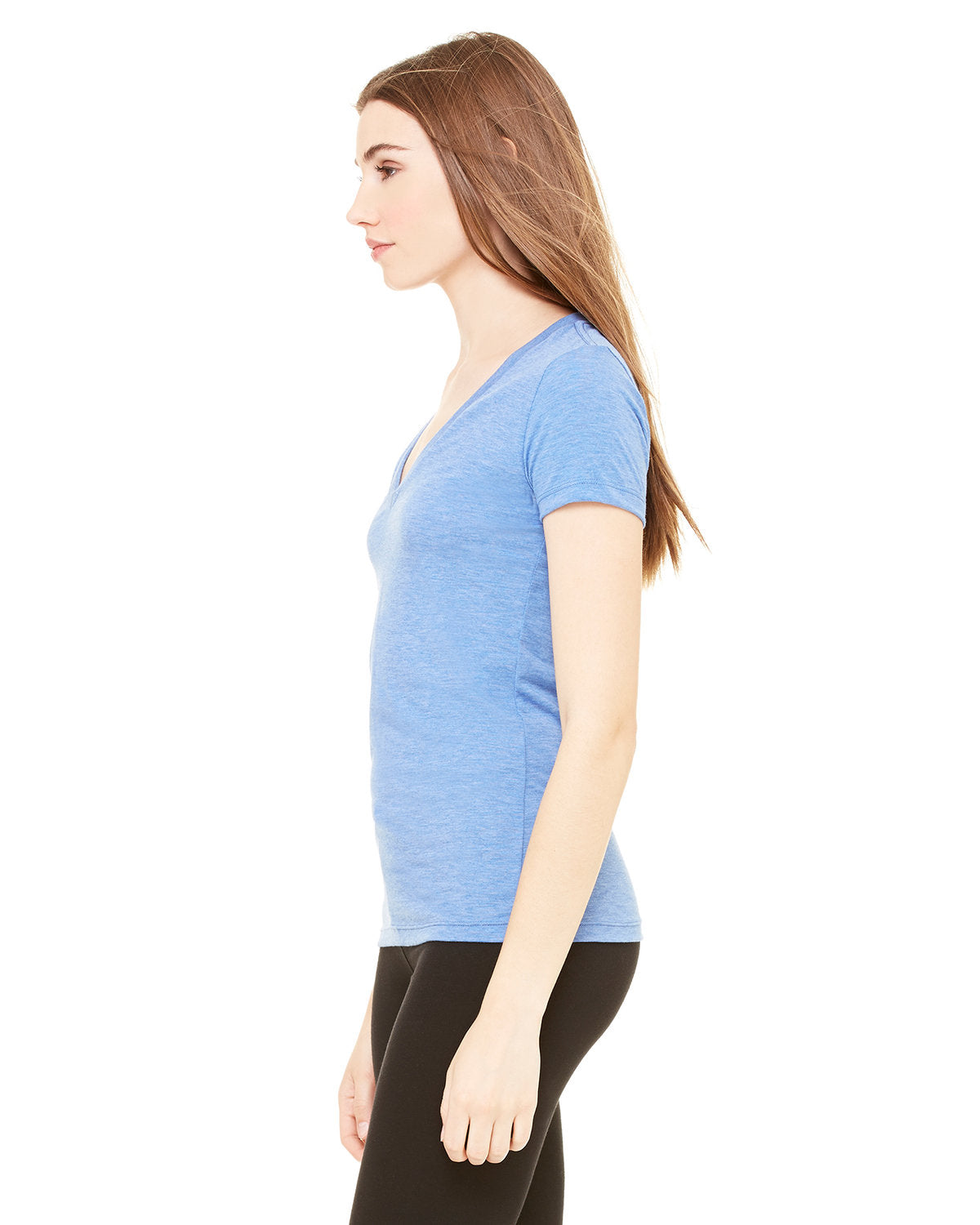 Bella + Canvas 8435 Women's Soft Tri-Blend Short Sleeve V-Neck T-Shirt - Comfortable Casual Tee for Everyday Wear, Gym, and Outfits