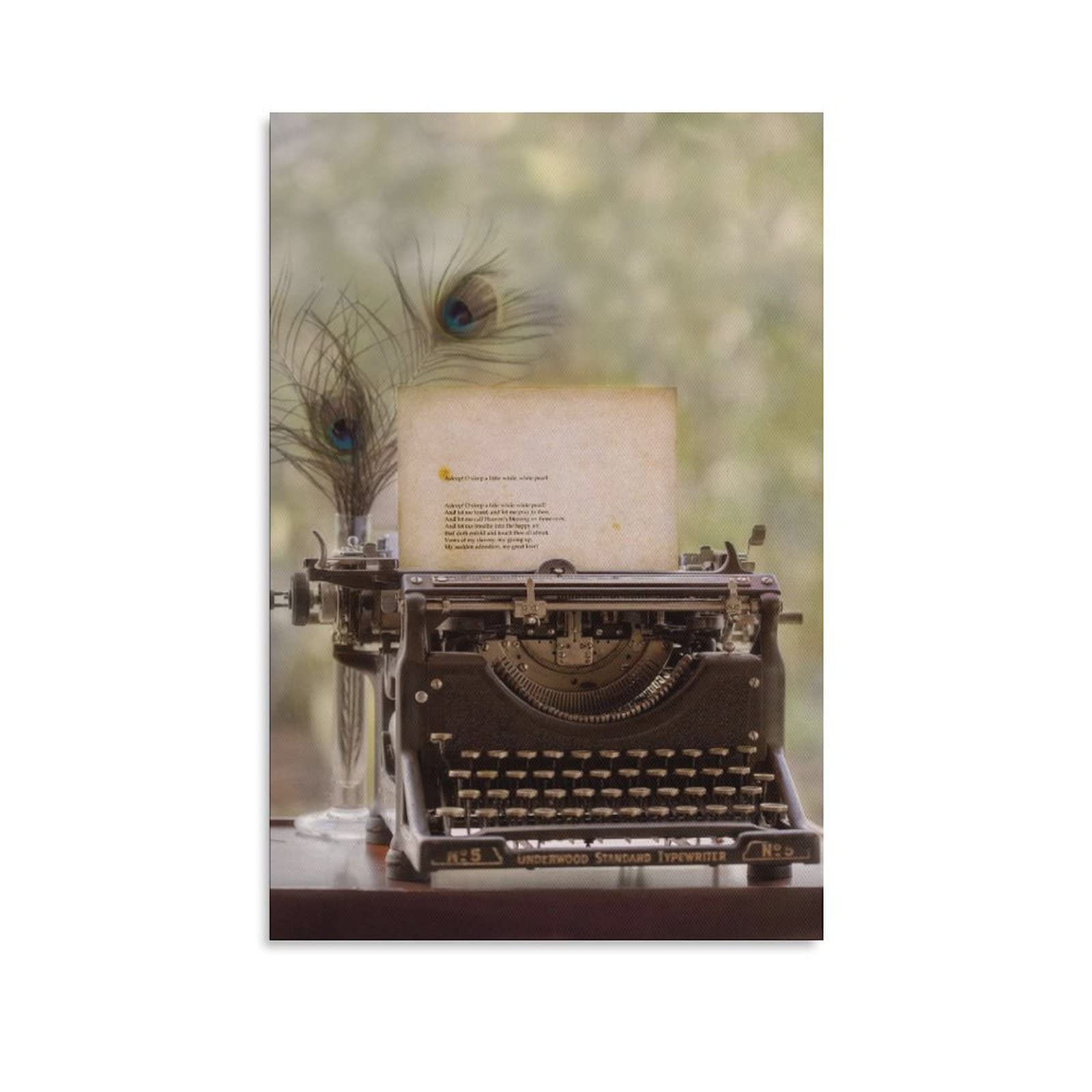 Vintage Typewriter Retro Canvas Wall Art Poster - 12x18 Inches (30x45cm) - Home Office Decor, Living Room & Bedroom Decoration - Perfect Gift for Writers & Vintage Lovers - Ideal for Study Rooms, Coffee Shops & Creative Spaces