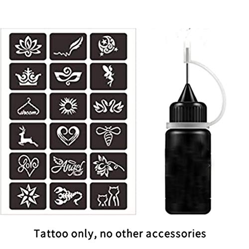Temporary Tattoos Kit - Semi Permanent Jagua Fruit Based Tattoo Gel & Ink for DIY Body Art (6 Pieces) | Perfect for Parties, Festivals & Creative Self-Expression