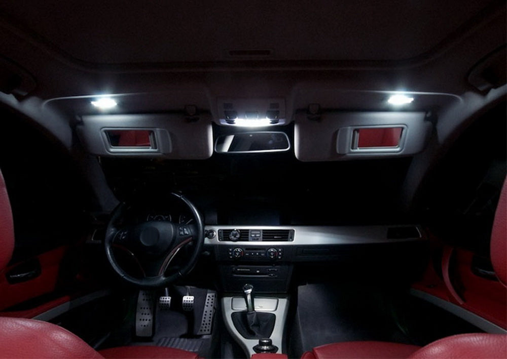2 Pack White Full LED Sunvisor Vanity Mirror Lights for BMW E88 E93 F32 1 3 4 Series - Premium Interior Lighting Upgrade for Night Driving & Makeup Application