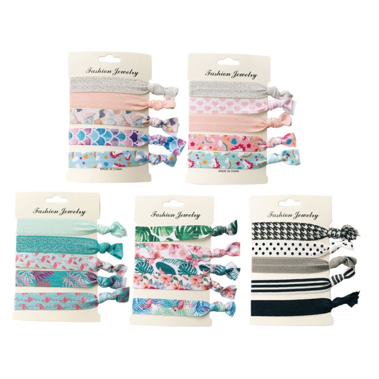 Minkissy 25-Piece Elastic Hair Tie Set - Soft Ponytail Holders, Stretch Hair Bands & Hair Rings for Women & Girls (5 Stylish Patterns) - Perfect for Workouts, Office & Everyday Hairstyles
