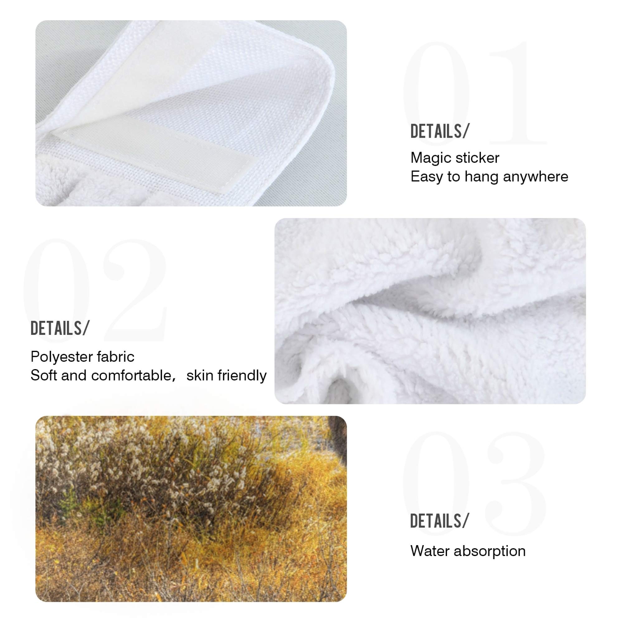 Premium Absorbent Red Deer Bull Elk Moose Autumn Forest Kitchen Hand Towels Set of 2 - Hanging Bath Towels with Hook & Loop for Kitchen, Bathroom & Cabin Decor - Perfect for Rustic Cabins, Hunting Lodges & Outdoor Enthusiasts