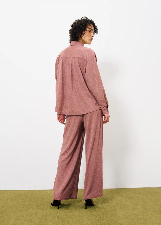 Philo Wide Leg Pants for Women - High Waisted Flowy Lounge Pants (Rose Pink) | Comfortable Casual Wear for Home, Office & Travel