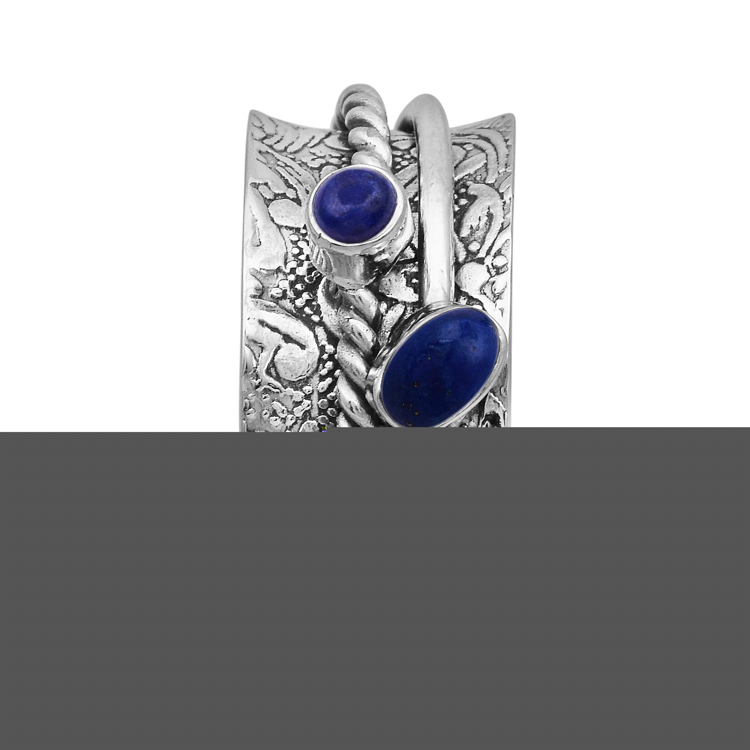 925 Sterling Silver Spinner Ring with Lapis Gemstone - Anxiety Relief & Stress Reduction Fidget Ring for Meditation, Worry Band - Perfect for Relaxation, Focus, and ADHD Management