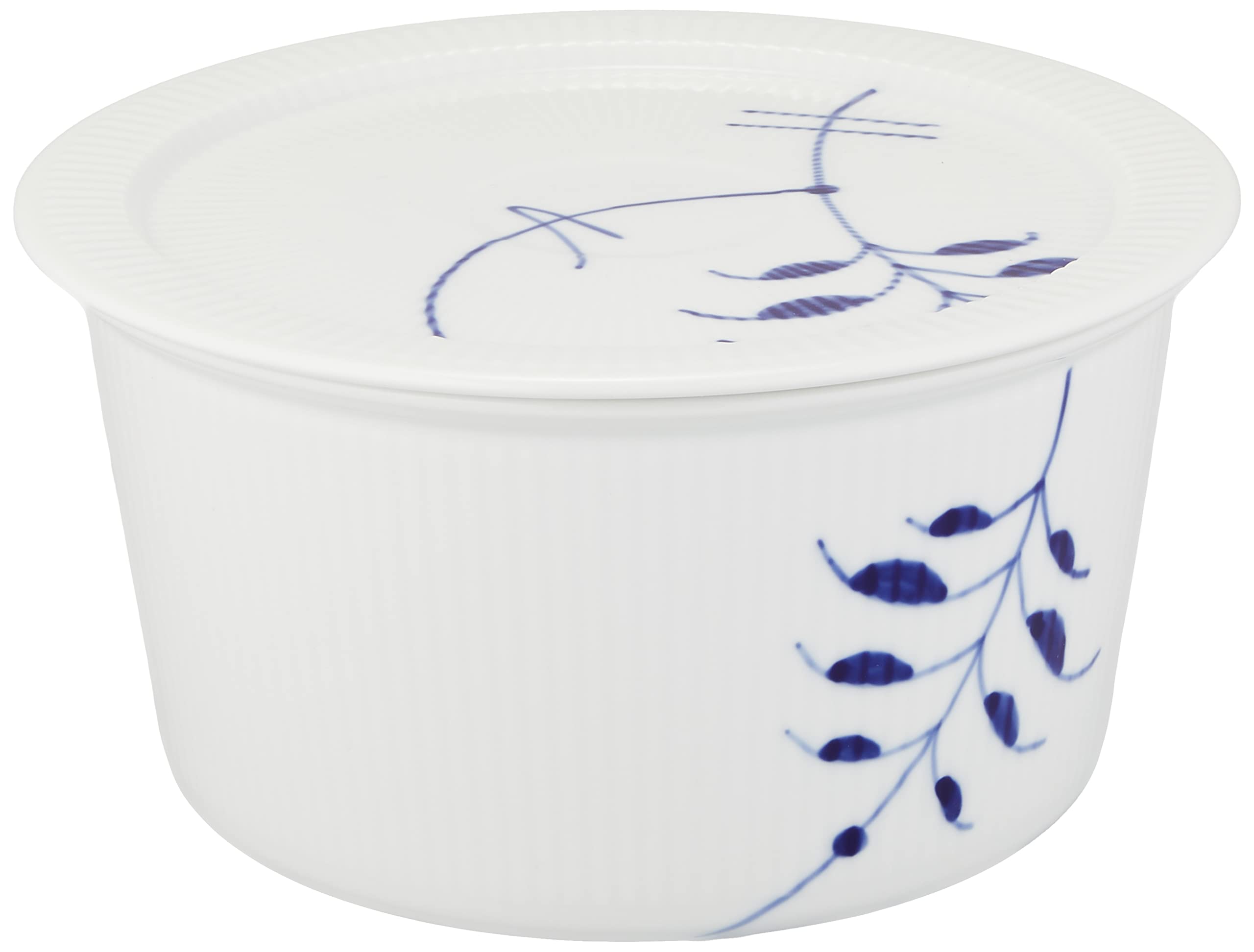 Royal Copenhagen Blue Fluted Mega Bowl with Lid - 1 Quart Porcelain Serving Bowl for Soup, Salad, Desserts - Elegant Dinnerware for Home & Entertaining