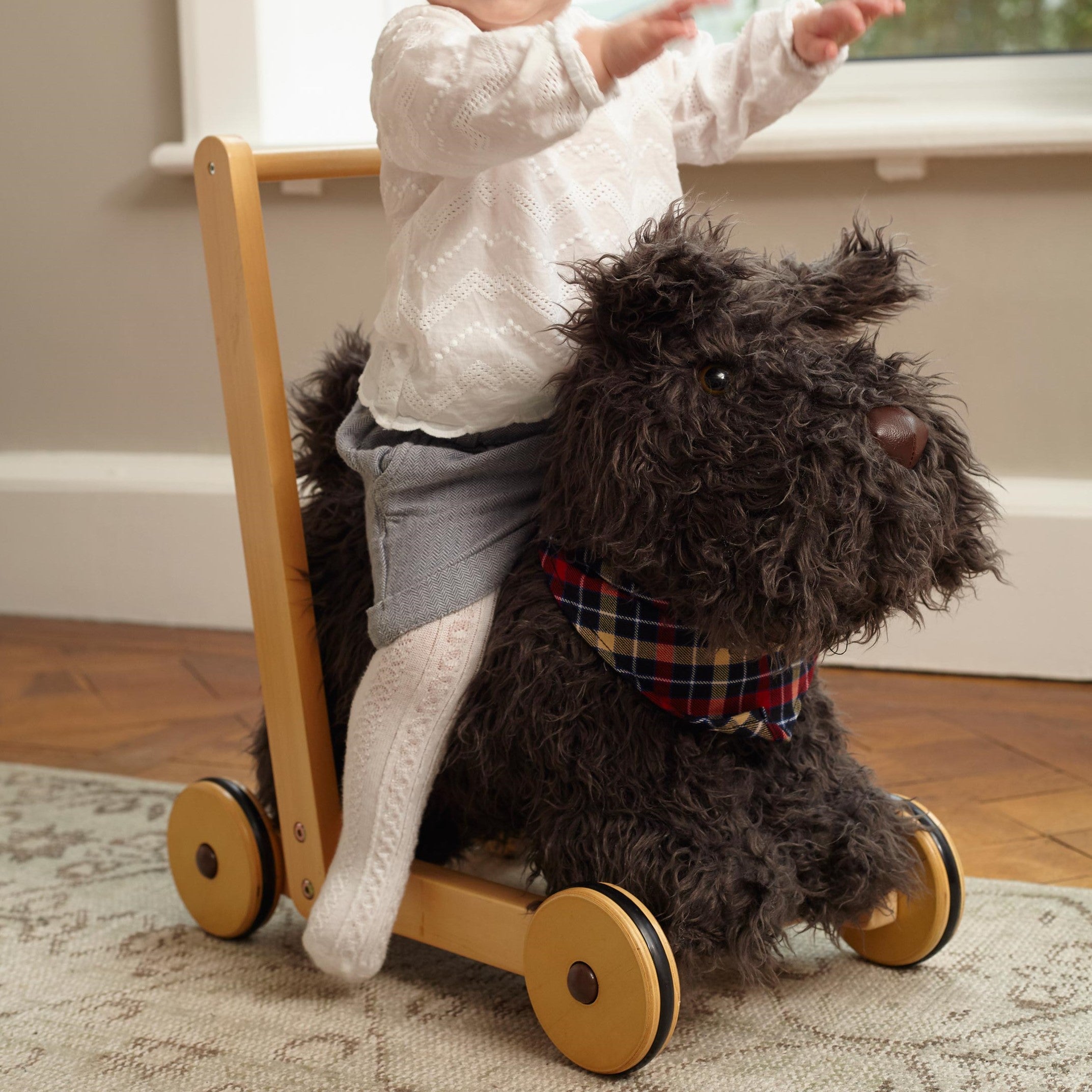 Scottie Dog Baby Walker - Safe & Fun Wooden Toddler Push Toy for Early Walking - Perfect for Indoor Play & Learning to Walk