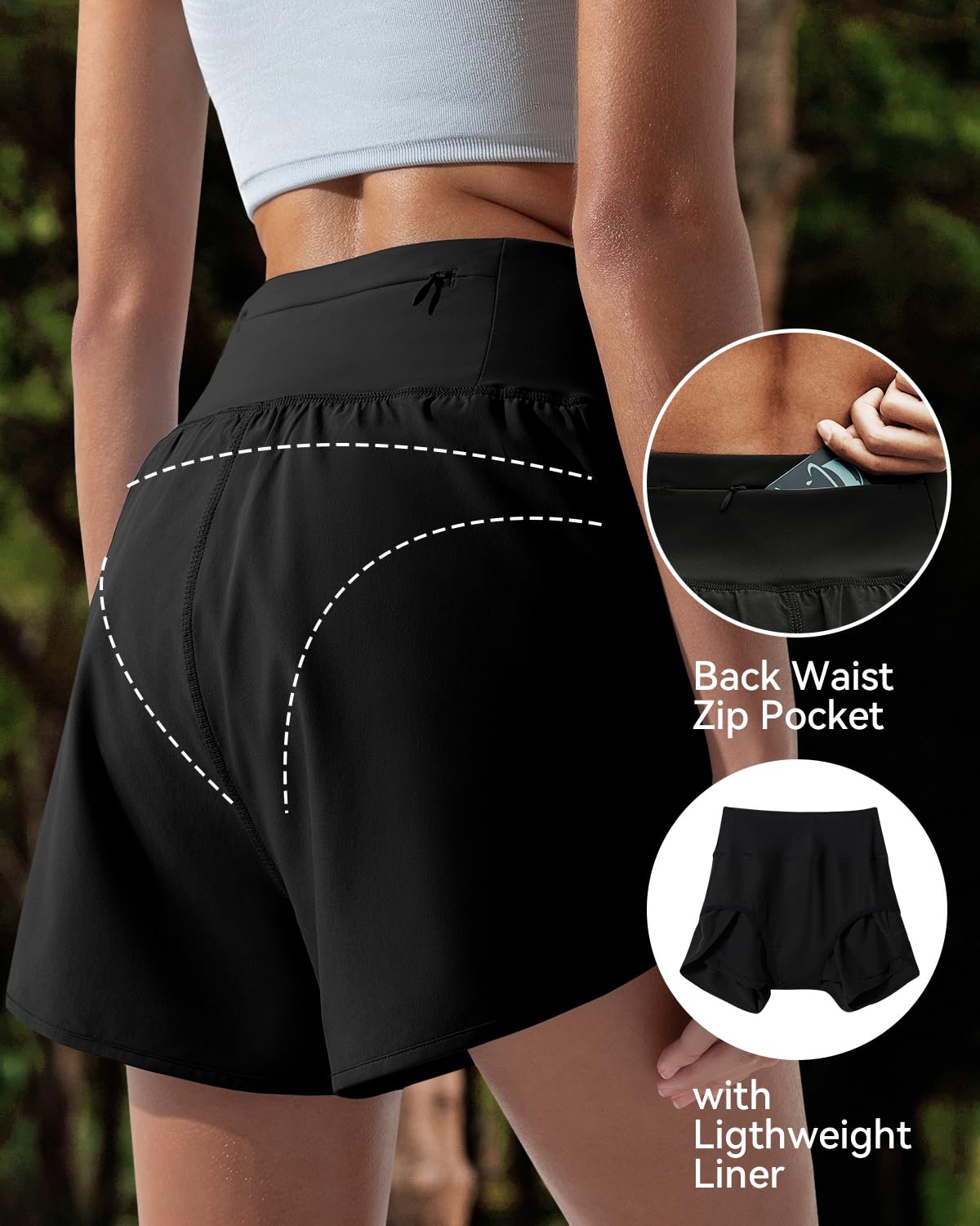 BebreezChic Women's High Waisted 4-Inch Running Shorts - Quick Dry Gym Workout Athletic Shorts with Zipper Pockets for Yoga, Jogging & Outdoor Sports