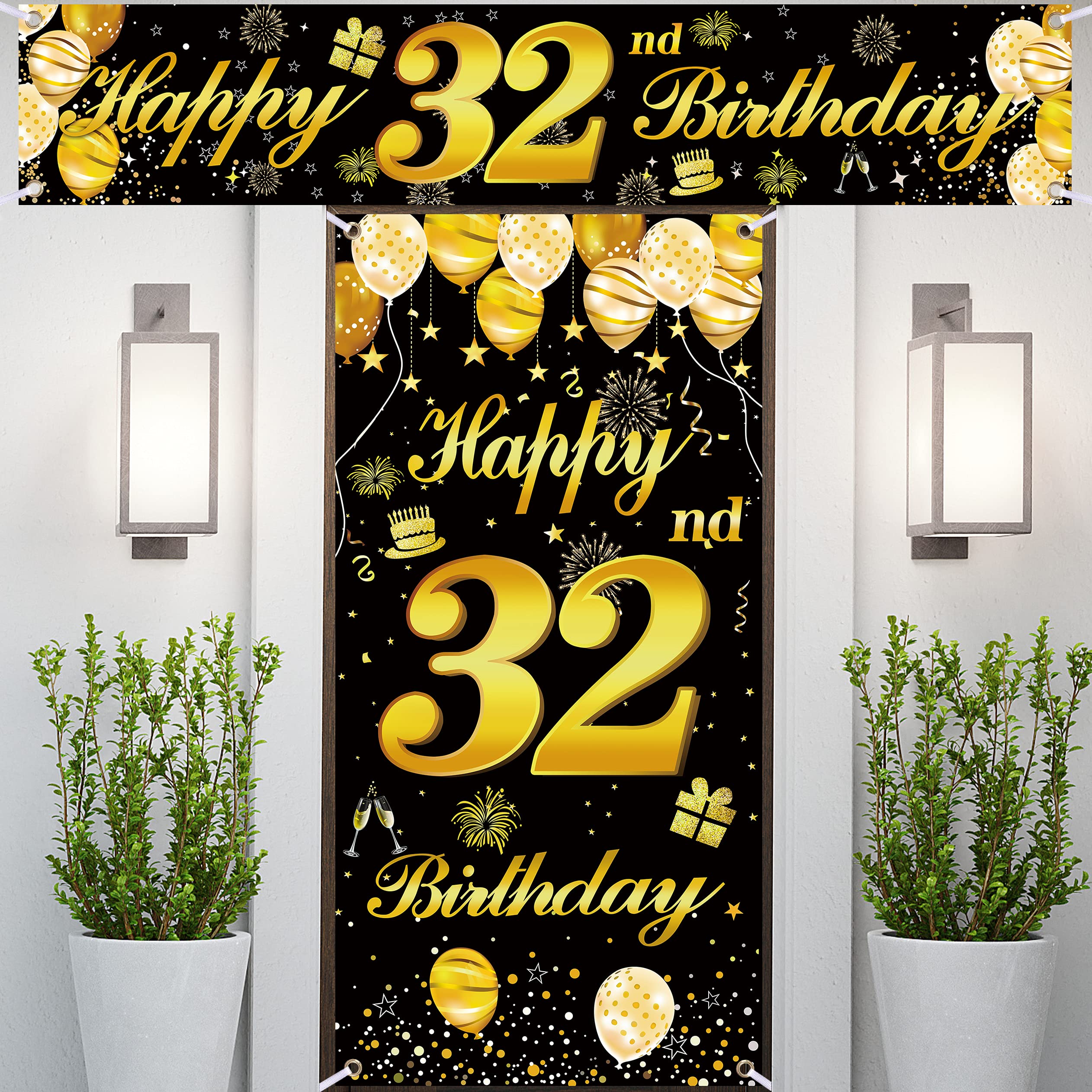 32nd Happy Birthday Banner - Premium Birthday Decorations for Men, Party Supplies & Backdrop - Perfect for Indoor & Outdoor Celebrations, Photo Booths, and Themed Parties