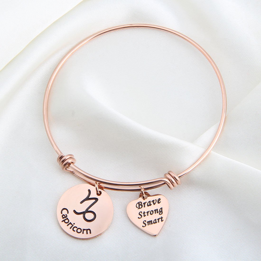 Rose Gold Zodiac Bracelet - Expandable Wire Bangle for Women | Birthday Gift & Daily Wear