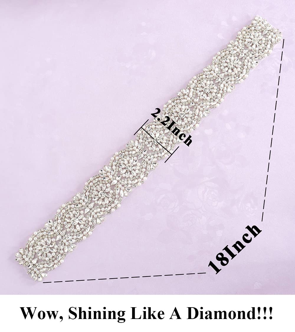 Pardecor Rhinestone Wedding Belt - Crystal Bridal Sash for Wedding Dresses, Prom & Evening Gowns - Elegant Dress Accessory for Brides, Bridesmaids & Formal Events