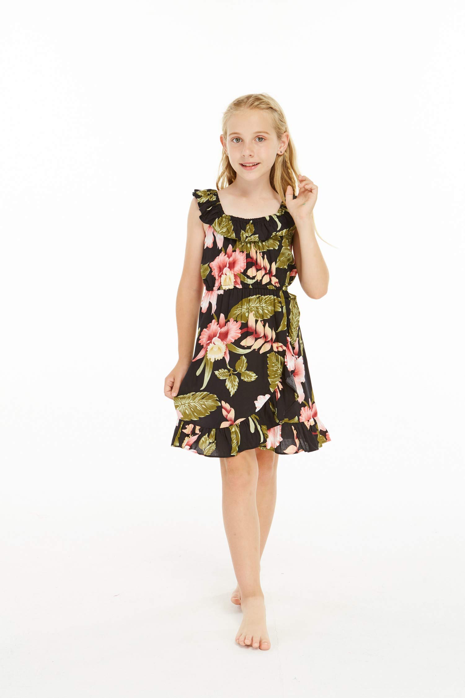 Girl's Ruffle Wrap Hawaiian Luau Dress - Beach Party & Summer Outfit