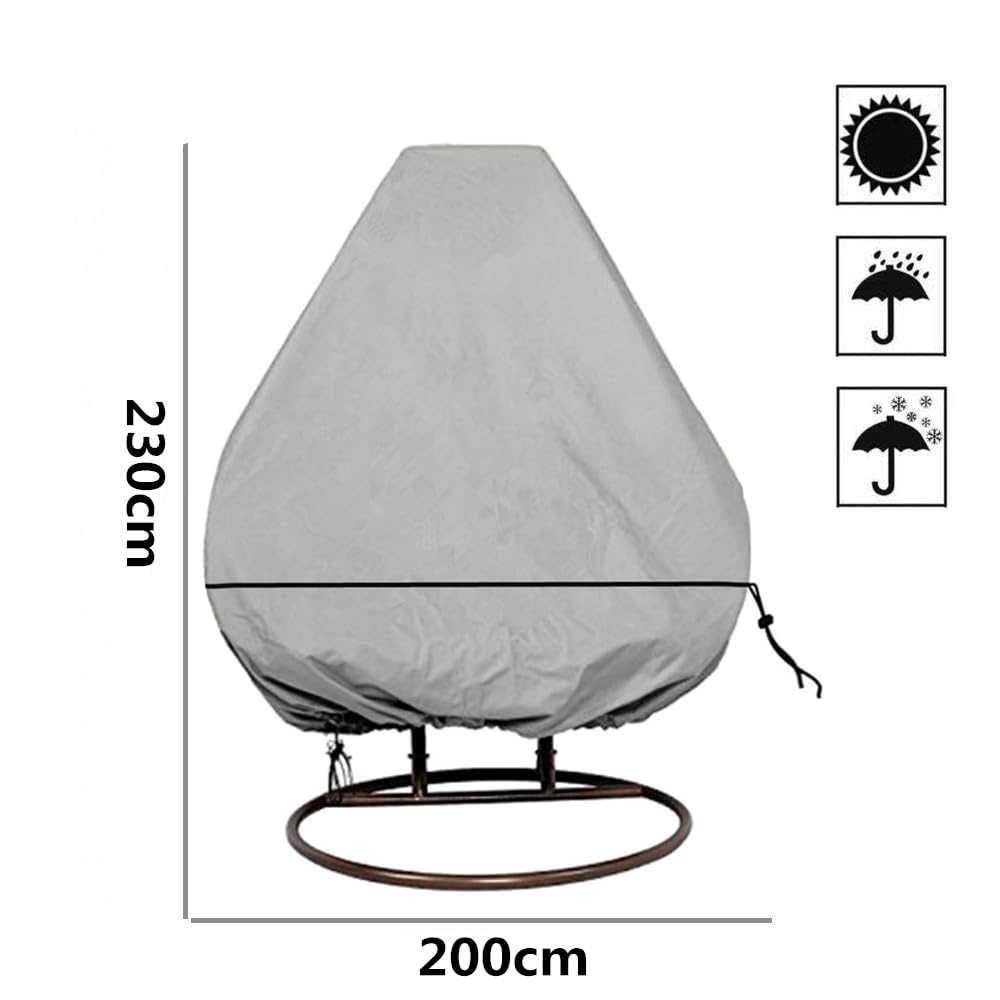 Waterproof Patio Hanging Chair Cover - 230x200cm Cocoon Egg Chair Protector for Rattan Wicker Swing Seats | Outdoor Furniture Protection for Double Swinging Chairs | Perfect for Backyard, Garden & Poolside Use