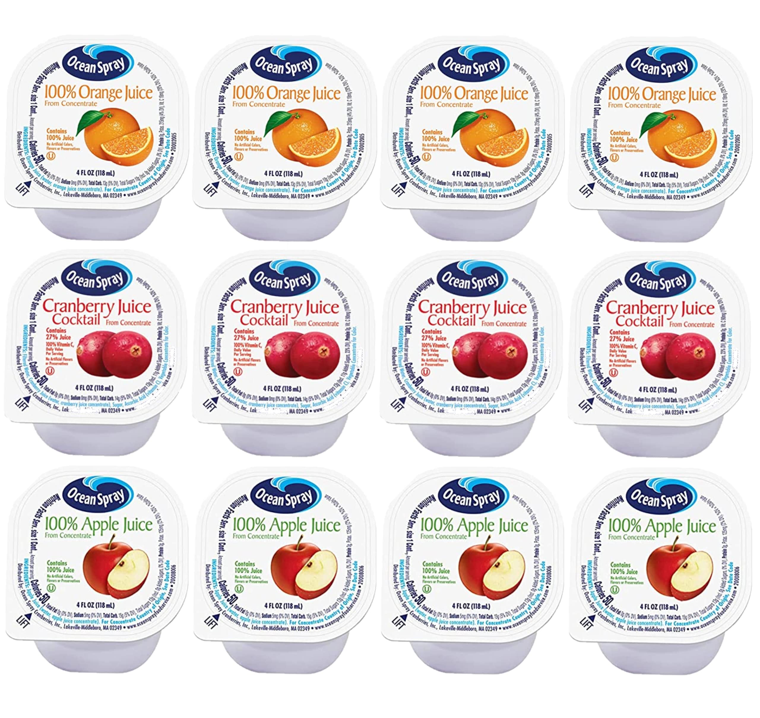Ocean Spray Fruit Juice Cups - 12 Count Variety Pack | Cranberry, Grapefruit & Apple Juice | Healthy Snacks for Kids, Lunch Boxes & On-the-Go