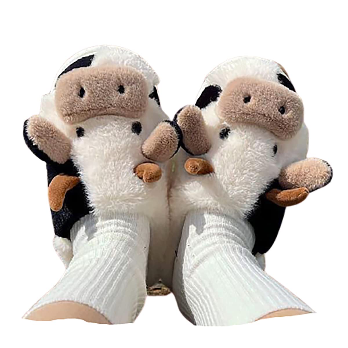 Women's Cozy Fluffy Cow Slippers - Warm Winter Animal House Shoes for Indoor Comfort | Perfect for Home, Lounge & Gift Giving