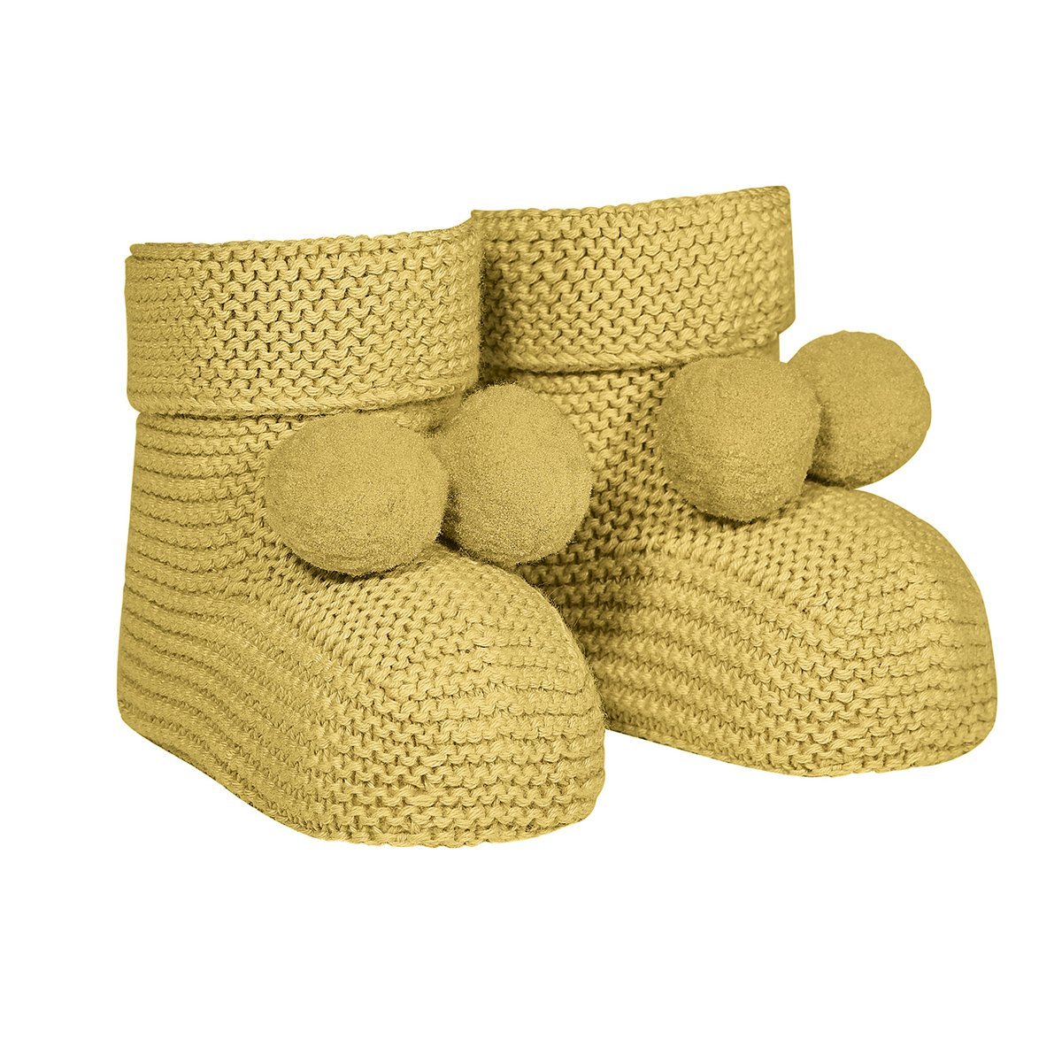 Mustard Pom Pom Booties - Cozy Winter Boots for Women, Trendy Faux Fur Ankle Boots | Perfect for Casual Outfits, Parties & Cold Weather