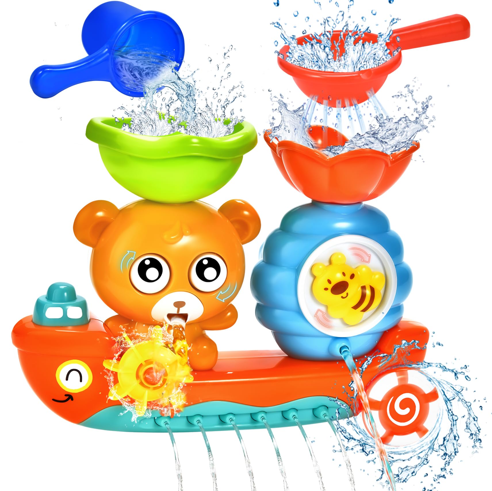 Best Bath Toys for Toddlers 1-5 Years - Waterproof Baby Bathtub Toys for Boys & Girls - Sensory Bath Time Fun for 6-18 Months - Perfect Gift for Birthdays & Holidays - Great for Splashing, Learning & Developing Motor Skills