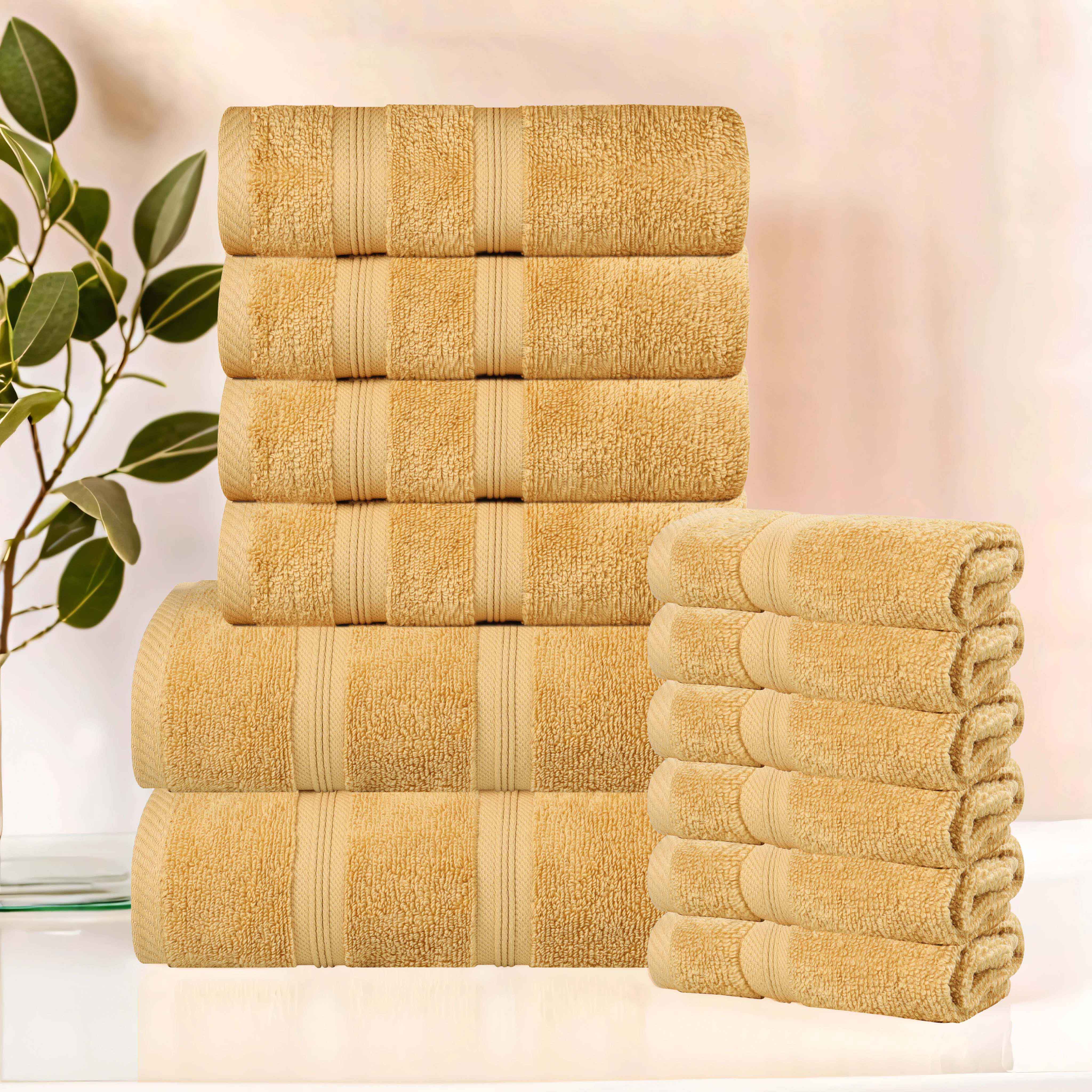 Premium 12-Piece Smart Dry Zero Twist Cotton Towel Set - Ultra Soft, Absorbent & Quick Dry Bath Towels for Spa, Gym, and Luxury Home Use