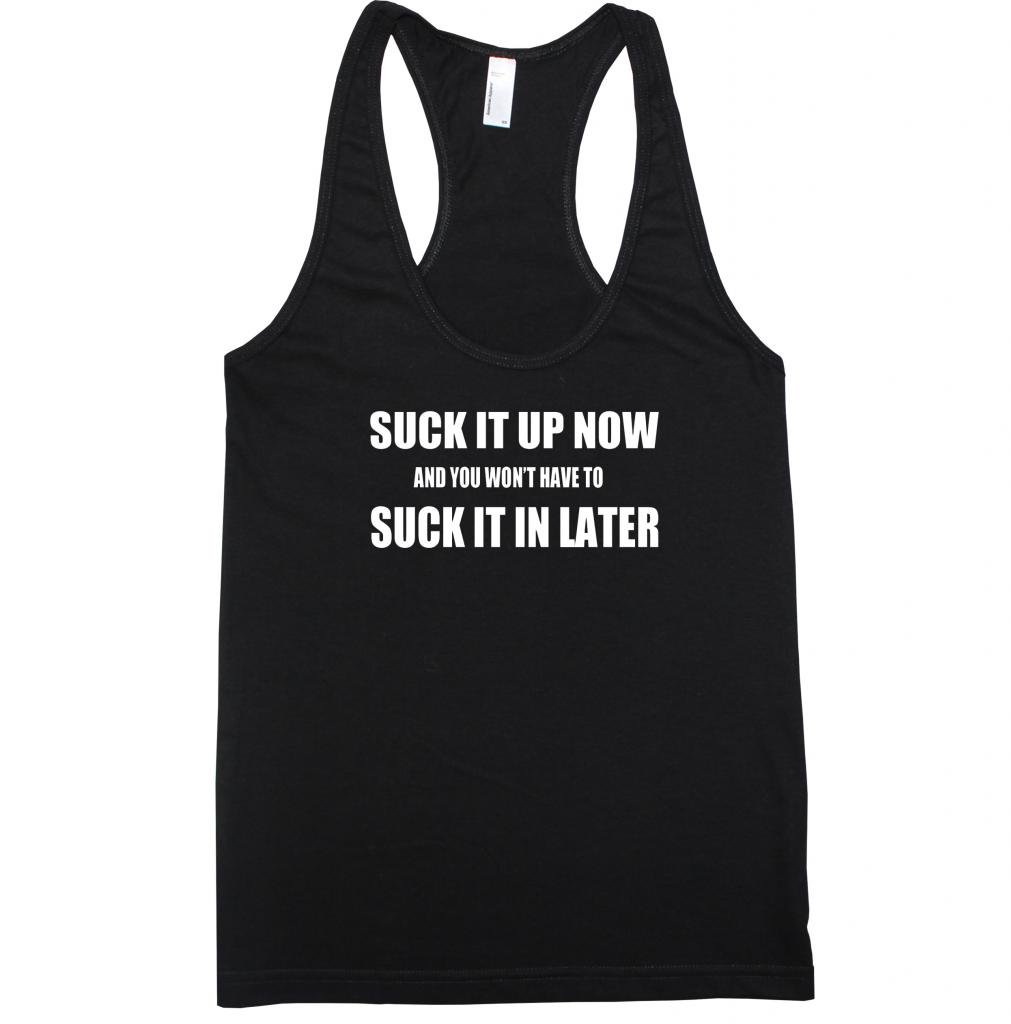 FTD Apparel Women's Suck It Up Now Racerback Tank Top - Comfortable Workout & Gym Shirt for Yoga, Running & Fitness