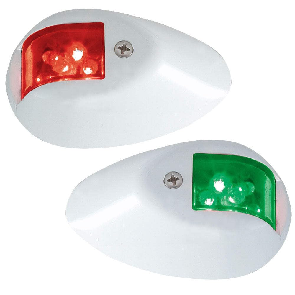 Perko 12V LED Side Lights - Red/Green with White Housing - Marine Boat Navigation Lights for Safe Night Sailing