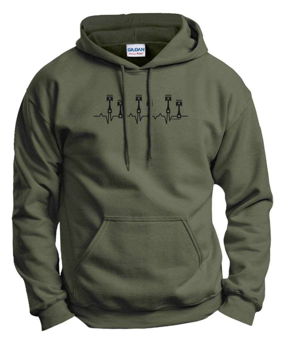 Mechanic Gifts for Men - Piston Heartbeat Design Car Lover Hoodie Sweatshirt | Perfect Automotive Enthusiast Apparel for Car Shows & DIY Garage Work