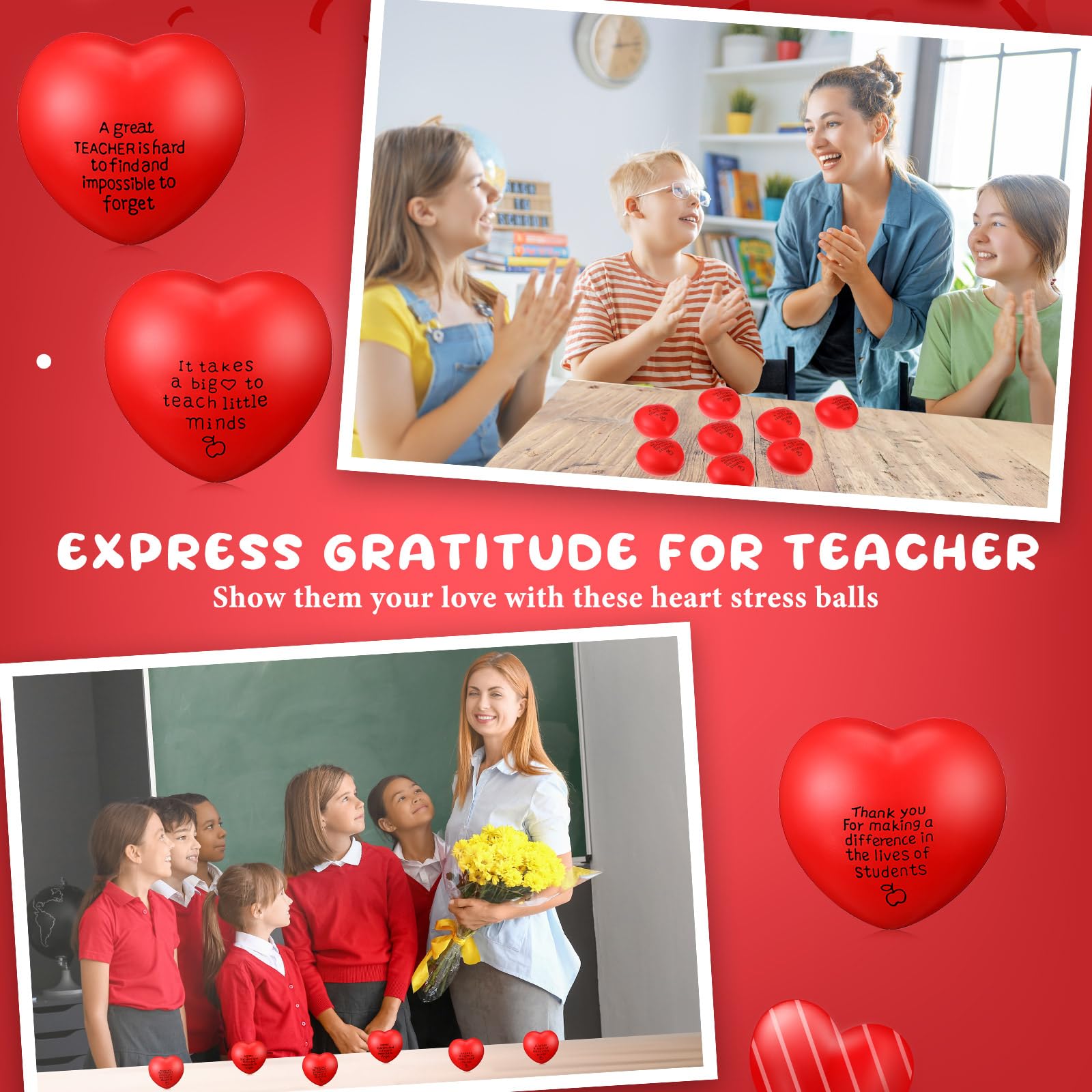 **Leyndo 12-Pack Heart Shaped Stress Balls for Teachers - Bulk Anxiety Relief Toys, Motivational Gifts for Educators, Staff & Coworkers - Perfect for Teacher Appreciation, Thank You Gifts & Office Stress Relief**    *(Use Cases: Ideal for classroom stress relief, teacher appreciation events, office gifts, coworker recognition, and anxiety management.)*
