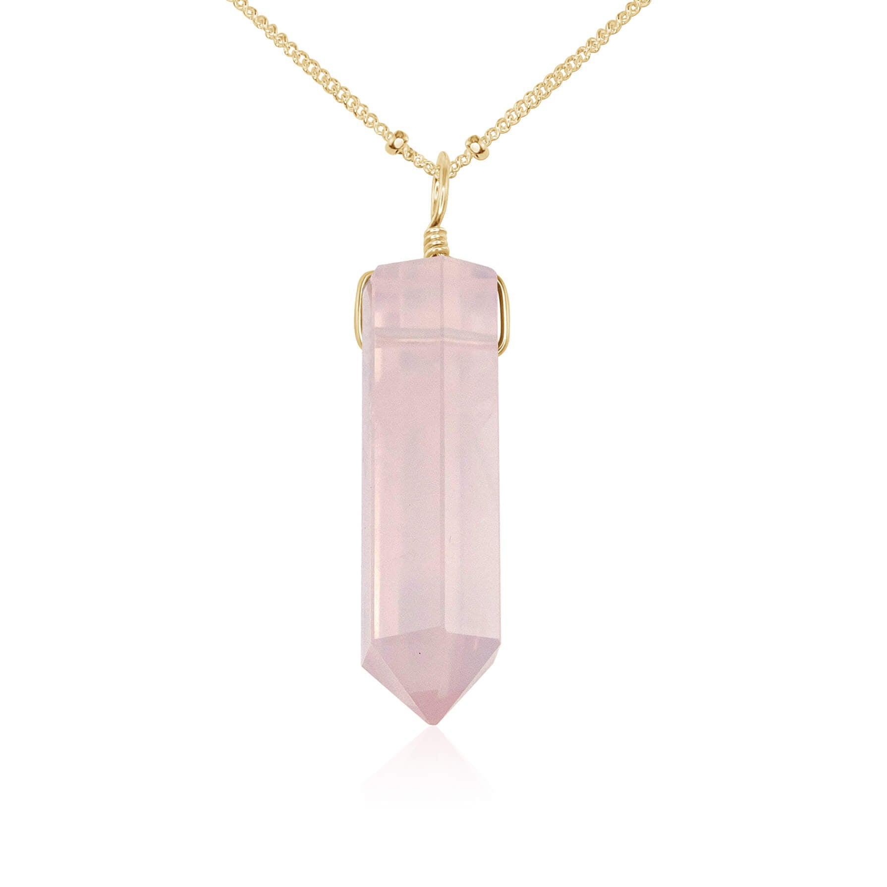 Rose Quartz Crystal Pendant Necklace - Healing Gemstone Jewelry for Women, Chakra Balancing & Positive Energy | Perfect for Meditation, Yoga & Spiritual Gifts