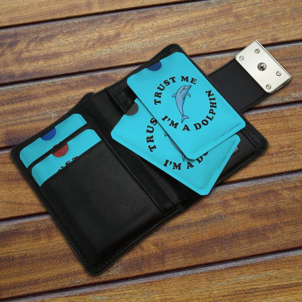 Funny Dolphin RFID Blocking Credit Card Holder - Set of 4 Secure Wallet Protectors for Contactless Payment Security | Perfect for Travel, Office & Everyday Use